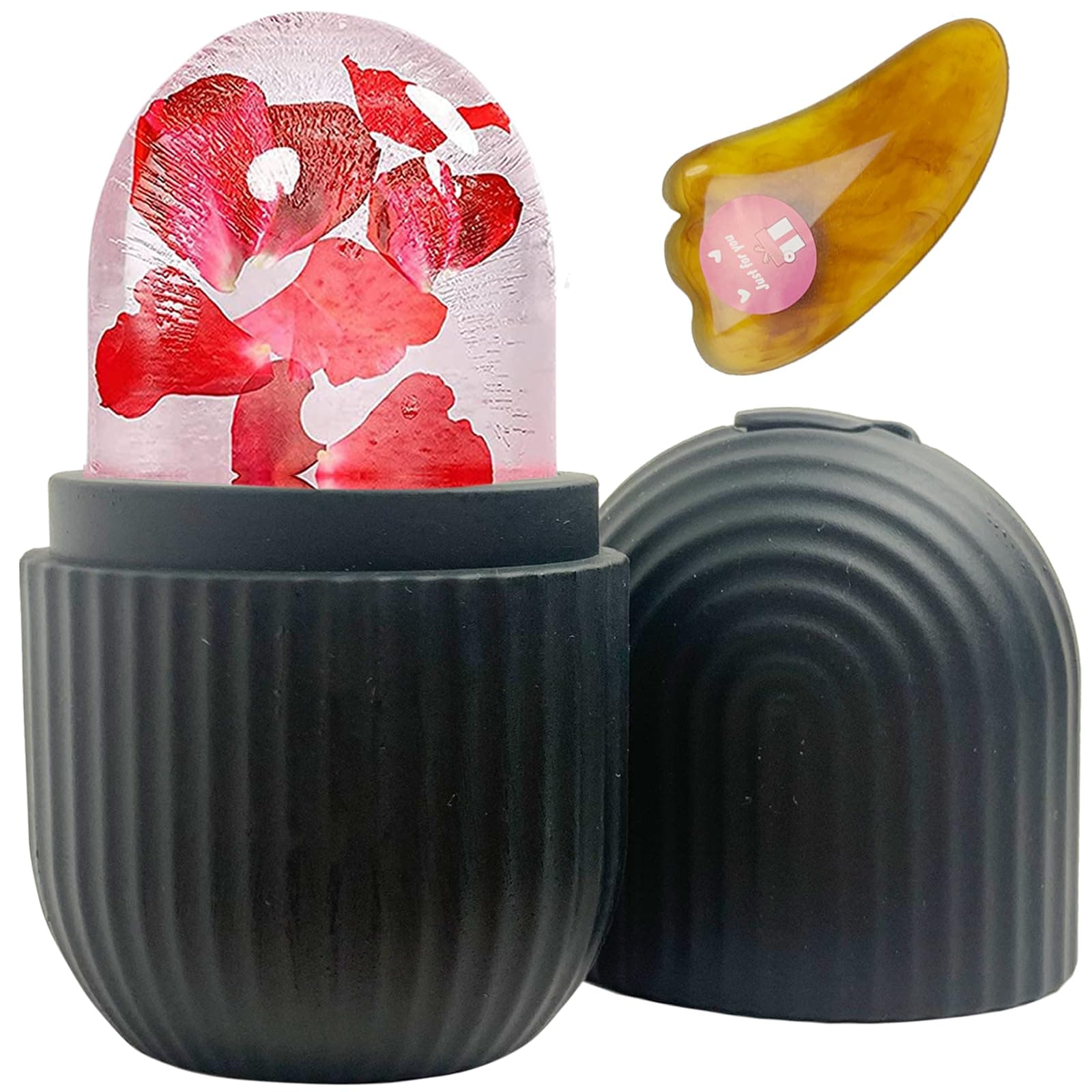 Ice Roller, Ice Roller for Face and Eyes, Reusable Silicone Ice Face Roller and Gua Sha Massage Tool set to Relieve Puffiness, Refine Pores, Firming, Lifting, Hydration, Cooling and Pain Relief