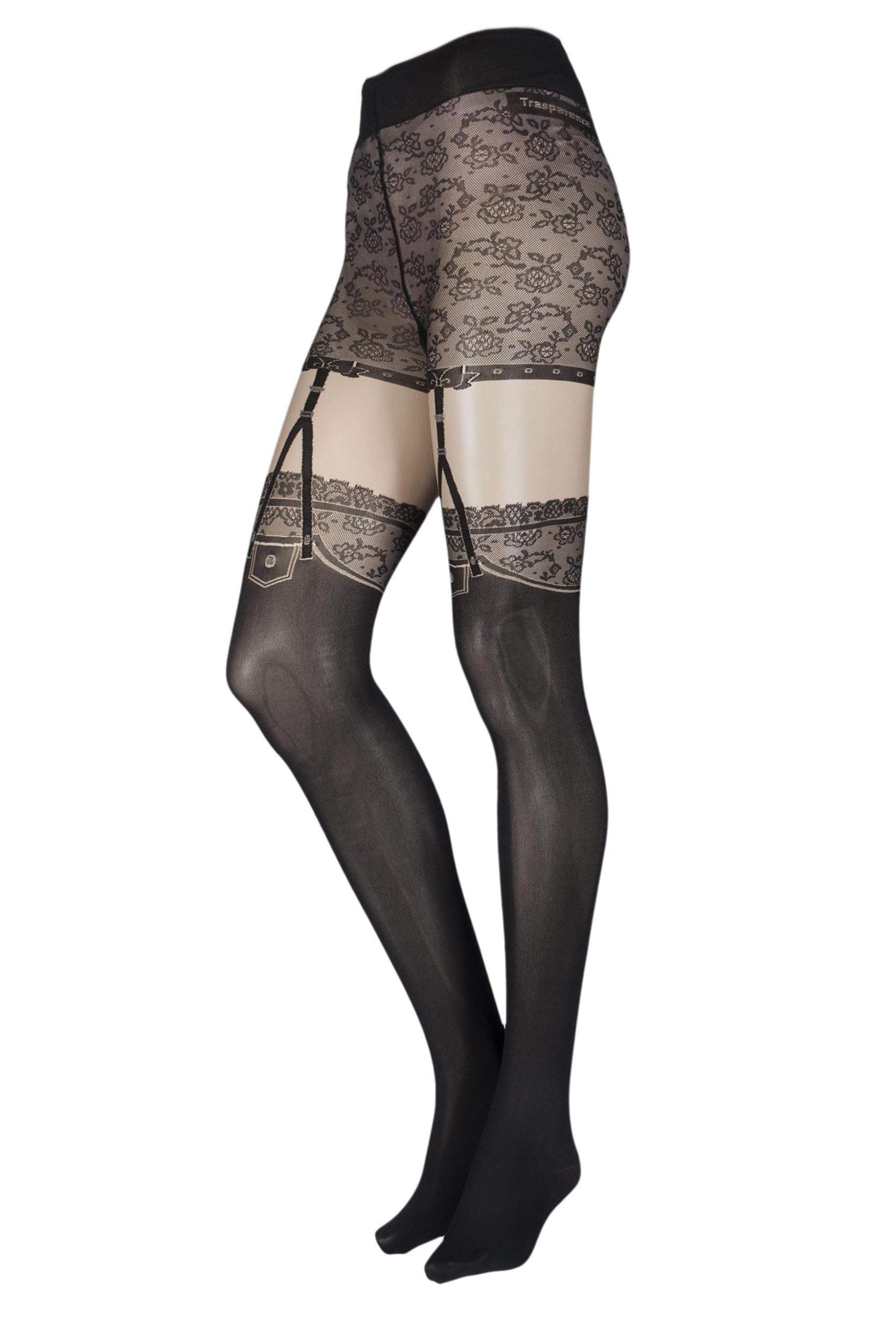 Trasparenze Demme Mock Suspender Tights Color: Cosmetic Size: 3 (Large)