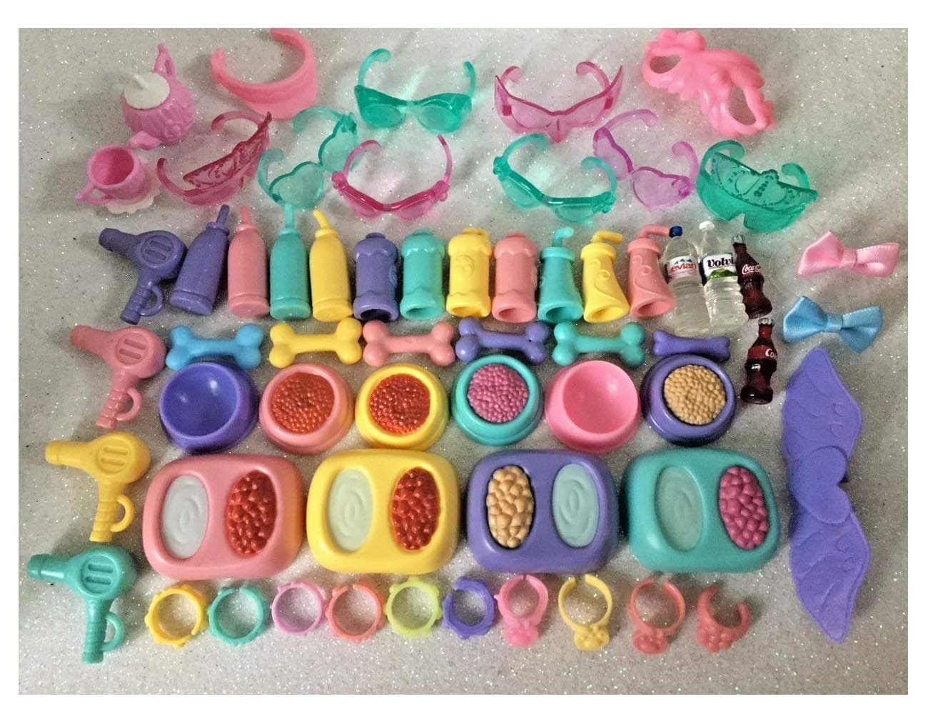 lps Accessories(Pet not Included), 4PC Random lps Accessories Bows Clothes Earrings Collars Necklace for lps Pet Pink