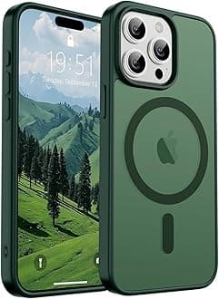 SUPFINE Magnetic for iPhone 15 Pro Max Case (Compatible with MagSafe) (Military Grade Drop Protection) Slim Translucent Matte Shockproof with Anti-Fingerprint Phone Case, Forest Green