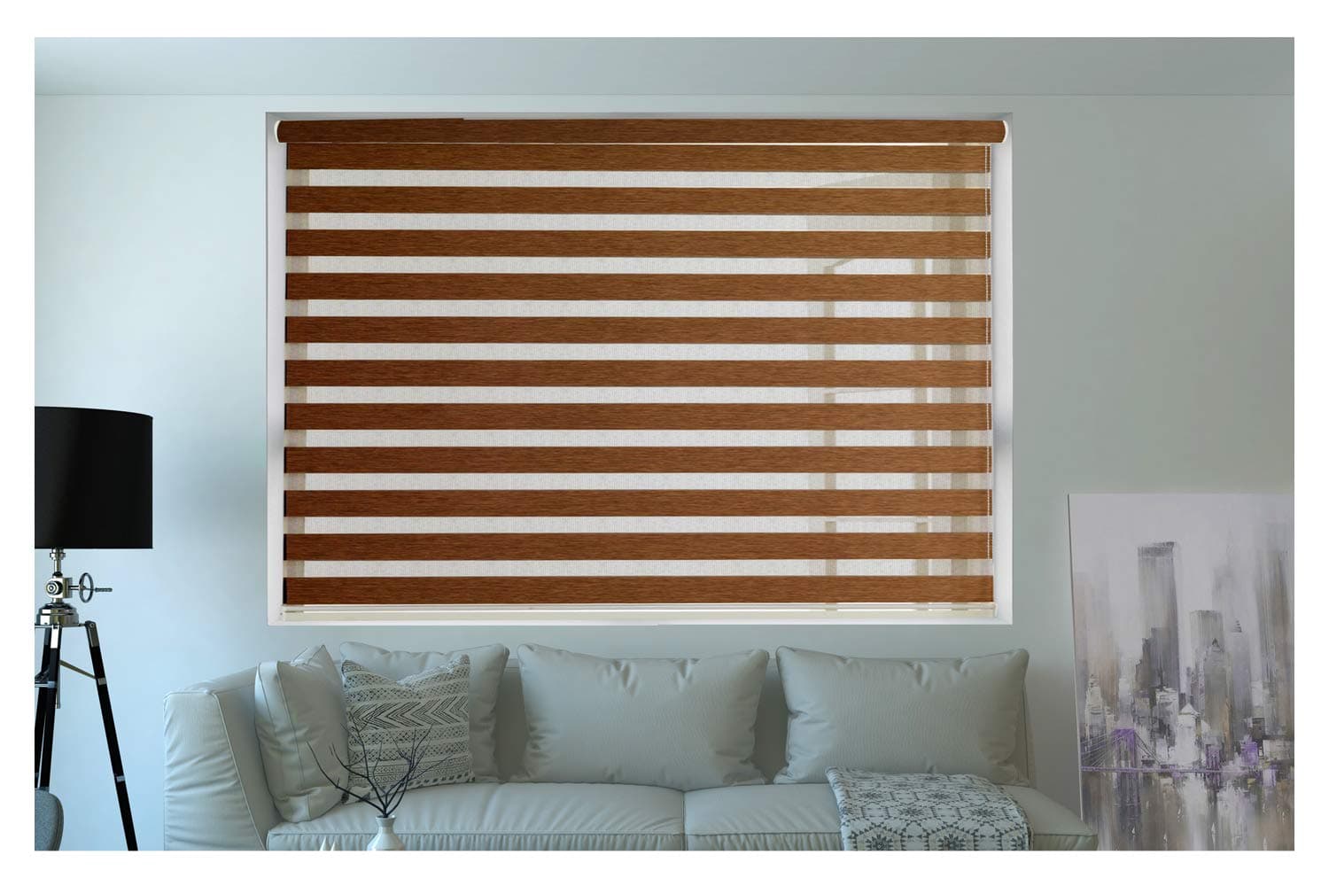 Zebra Wooden Blinds for Windows or Outdoor Decor of The Home (Brown)