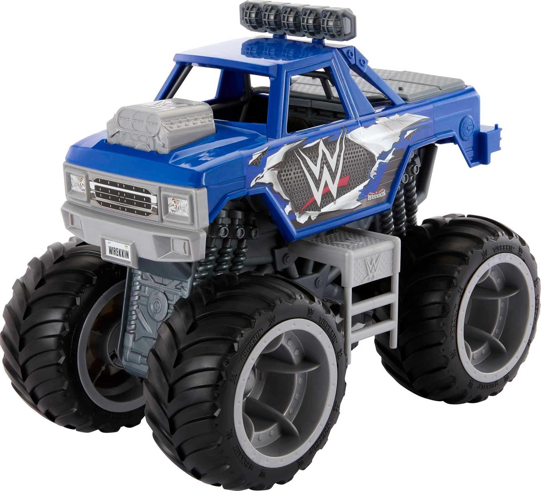 WWE Action Figure & Vehicle Playset, Wrekkin Slam Crusher Monster Truck with 8 Breakaway Parts