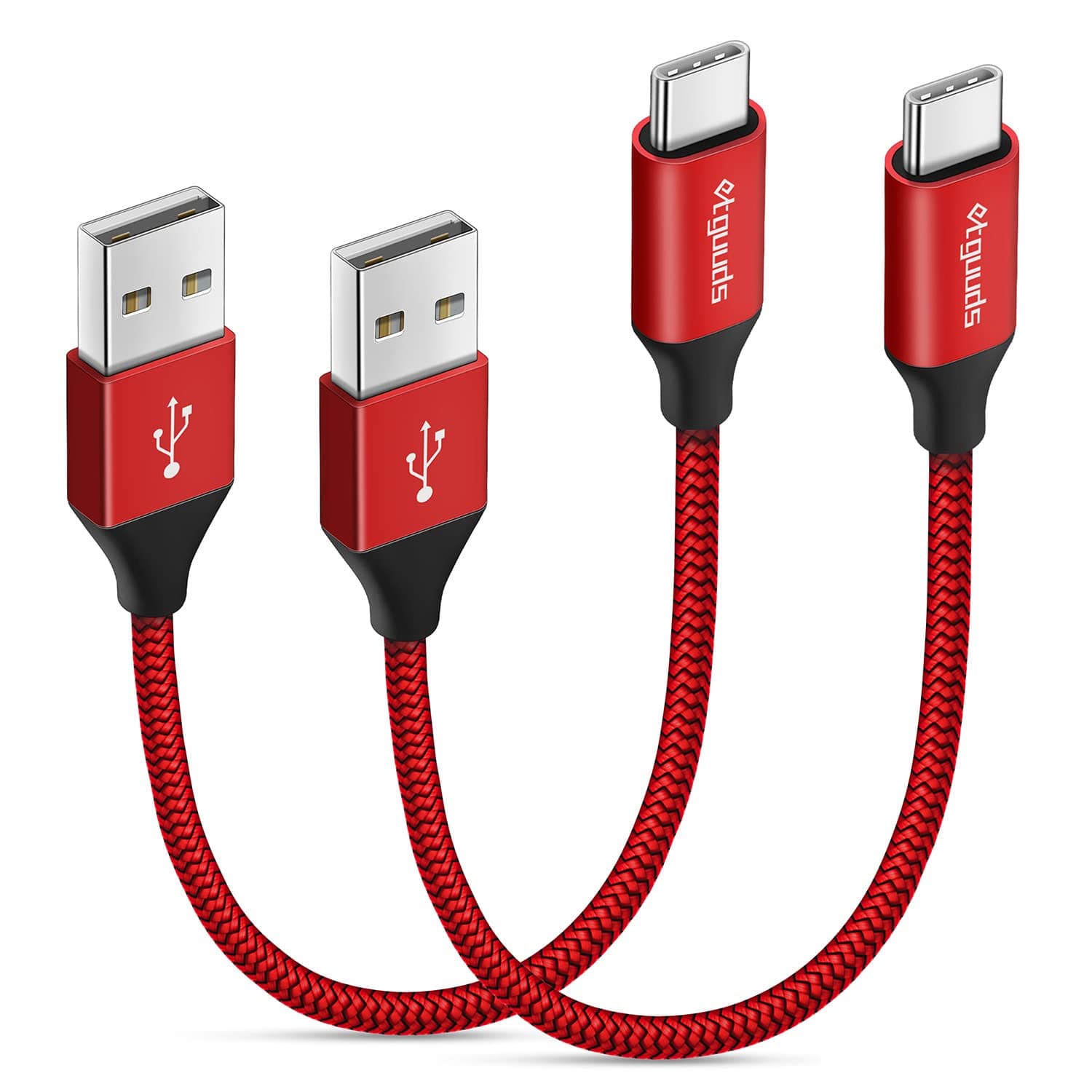 etguuds USB to USB C Cable 0.5ft, 2-Pack Short USB A to Type C Charger Cord Fast Charging for Samsung Galaxy A17 A16 A15 A26 A36 A56, S25 S24 S23 S22 S21 S20 S10 Note 20, for iPhone 17 16 15, Moto