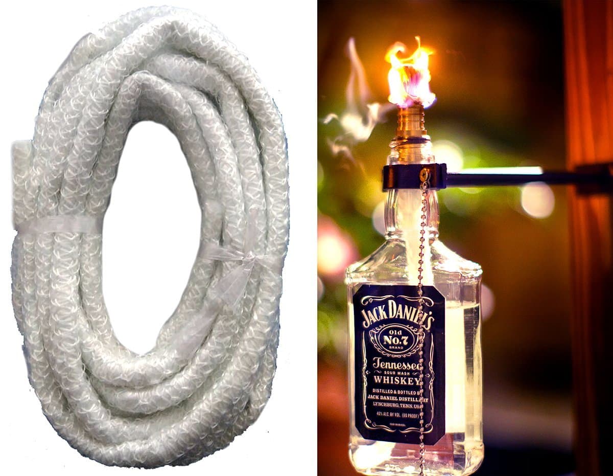 Kentucky Home Brands 16 Foot Fiberglass Garden Torch Wick, 1/2 Diameter - Bulk Garden Wick for Wine Bottle Tiki Torches, Patio Lighting, Garden Lights