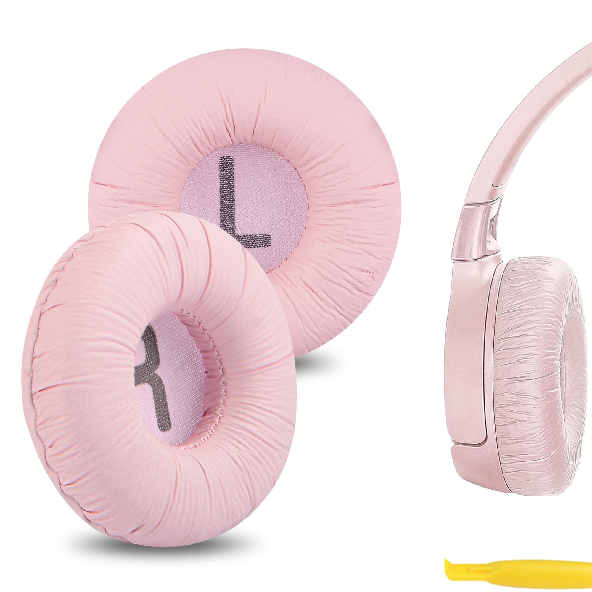 Geekria NOVA Leatherette Replacement Ear Pads Compatible with JBL JR 300/ 300BT, T 450BT/ T500BT, Tune 500/ 500BT/ 510BT/ 520BT Headphones Ear Cushions, Repair Parts with Video Guide (Pink)