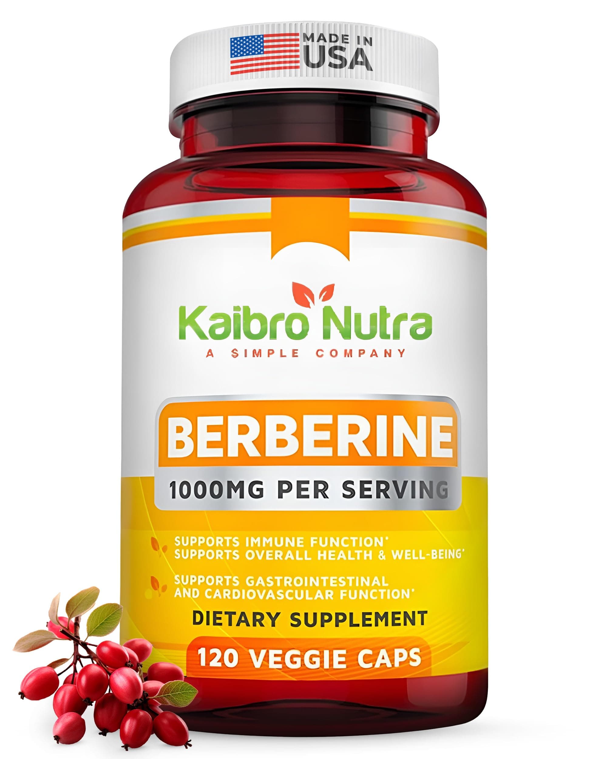 Berberine Supplement 1000mg, Berberine HCL for Immune System, Glucose Support, Circulatory & Gastrointestinal Health, Vegan & Gluten-Free, 120 Capsules