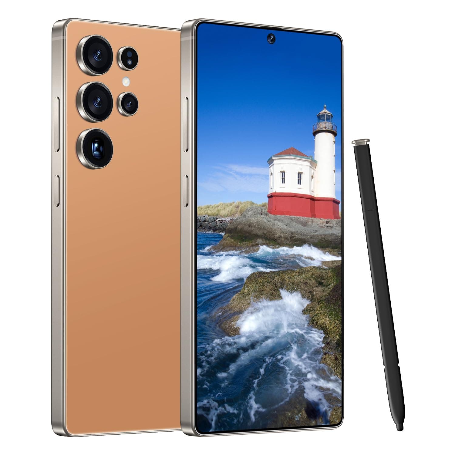 I25 Ultra 5G Unlocked Smartphone,12GB+512GB Fully Cell Phone for Android 14, 6.99" Unlocked Cell Phone, 7000mAh, 68MP+108MP Dual Camera/Dual SIM (Titanium Orange)