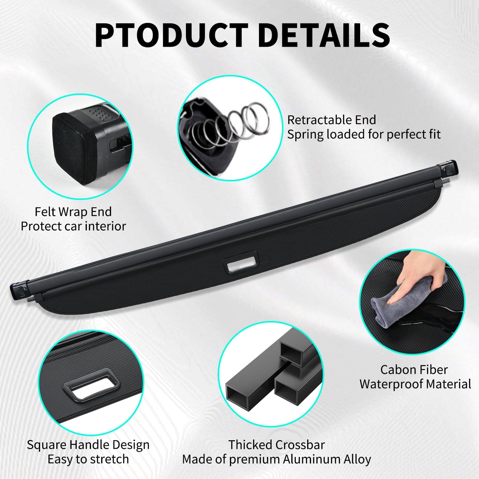 Tecoom Rear Cargo Cover fit for Toyota 4Runner 2010-2024, Retractable Rear Car Trunk Cover fit for Toyota 4Runner Accessories, Anti-Peeping Security Shield Shade Carbon Luggage Privacy Screen