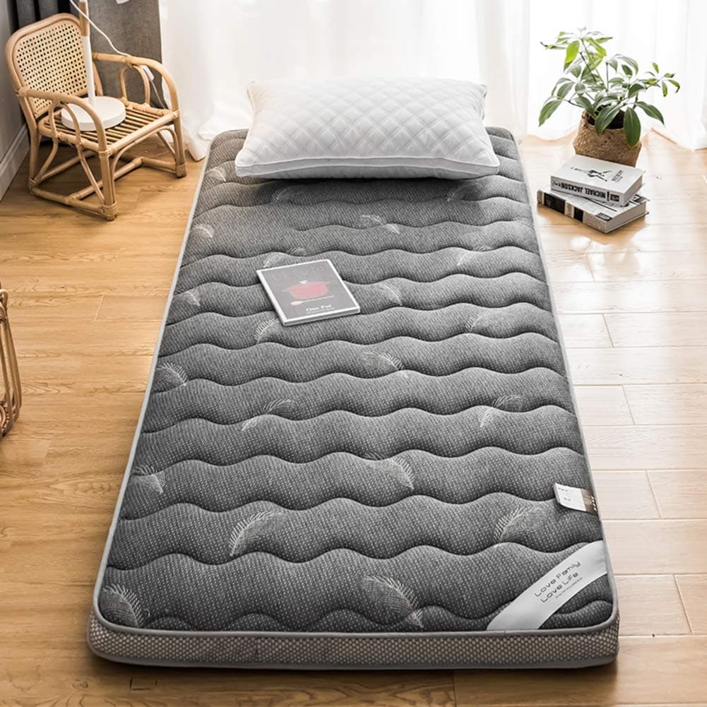 Four Seasons Available Mattress Pad, Thicken Breathable Mattress Topper Not Sink Folding Floor Mat Tatami Sleeping Mat Futon-Grey 100x200cm(39x79inch)