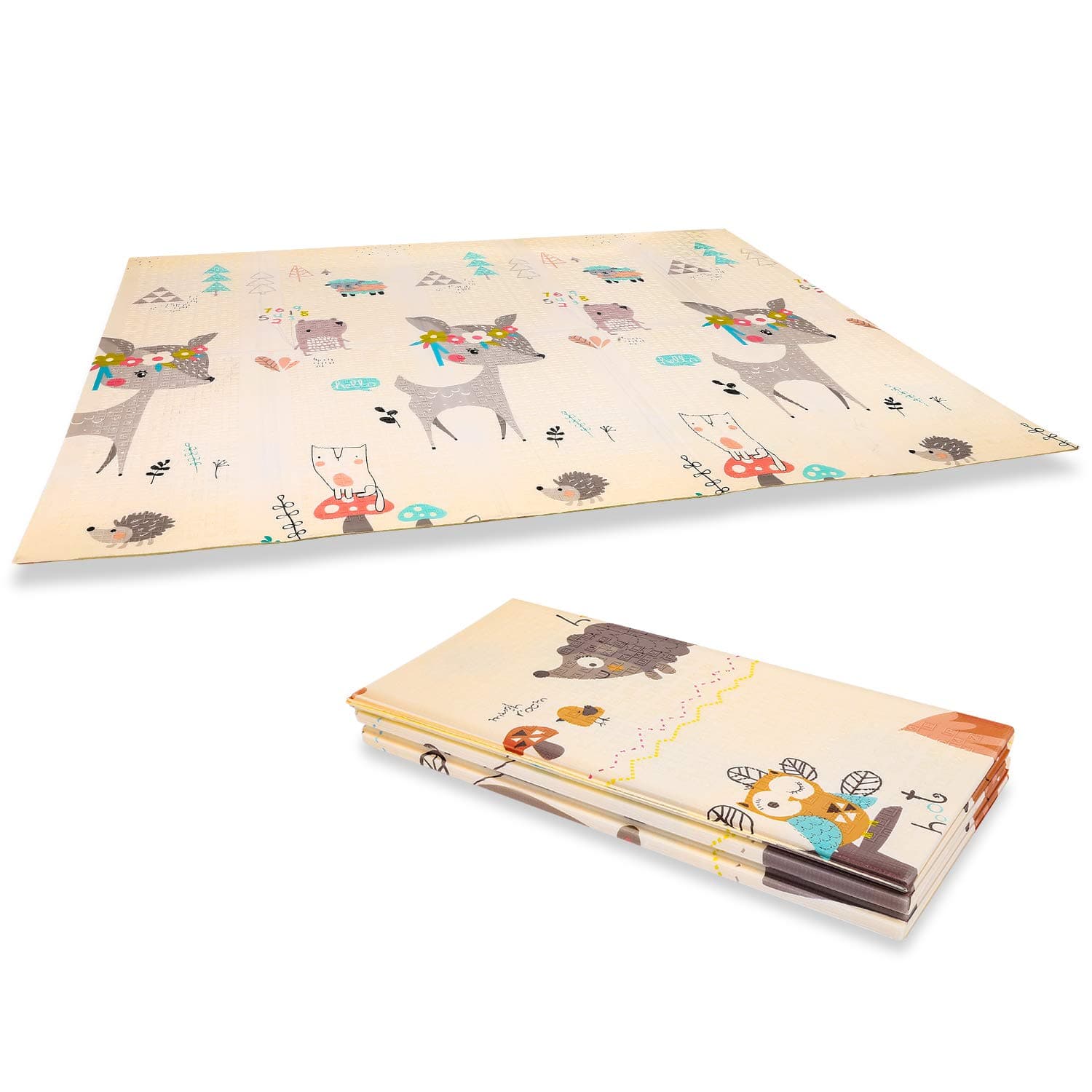 Baby Play Mat, Folding XPE Kids Play Mat, Double Sides Foam Play Mats for Infants, Extra Large Portable Crawling Mat Use for Indoor & Outdoor (77" x 70")