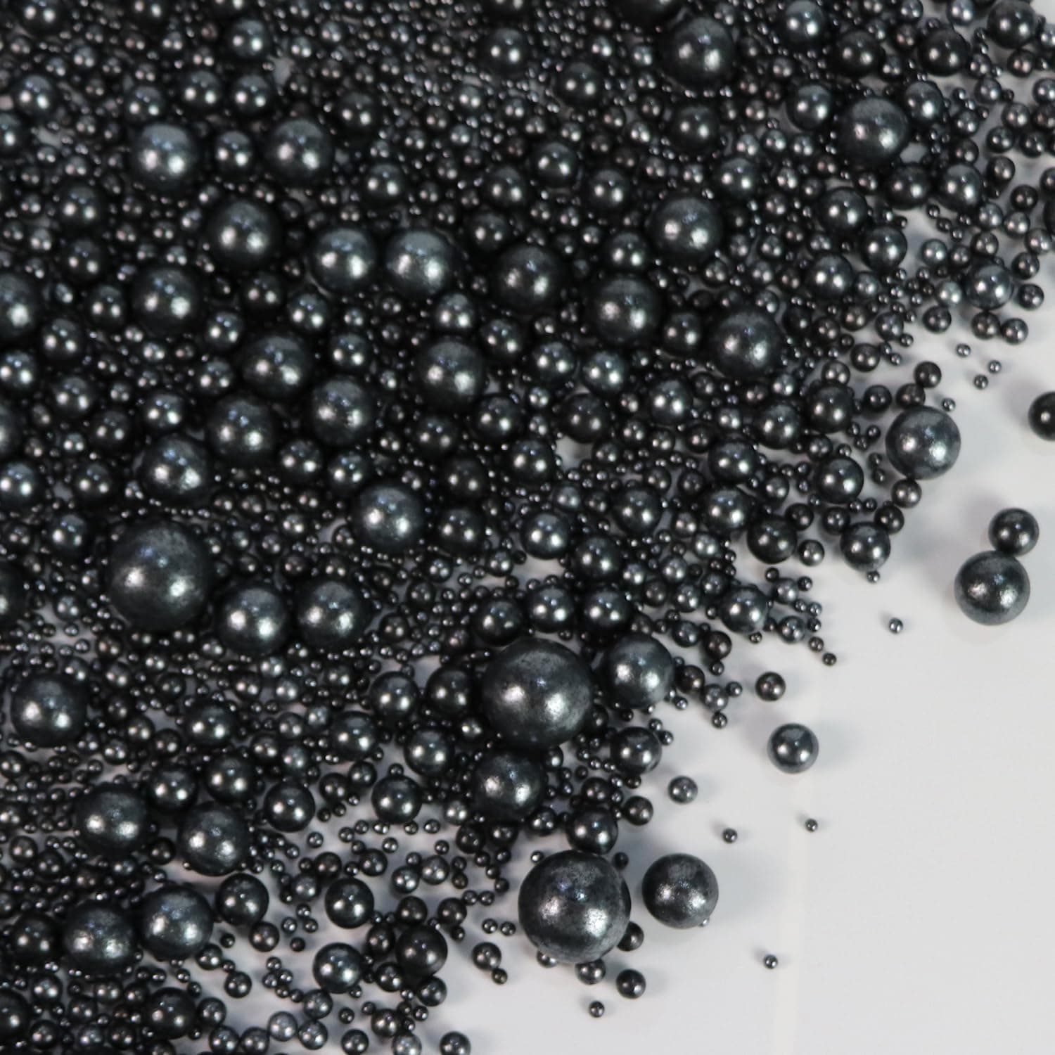 Edible Black Pearl Sprinkles Sugar Candy Pearls 130g/4.58 Oz, Mix Size, Baking Cake Decorations, Ice Cream Toppings and Cookie Decorating, Wedding Party Chirstmas Supplies