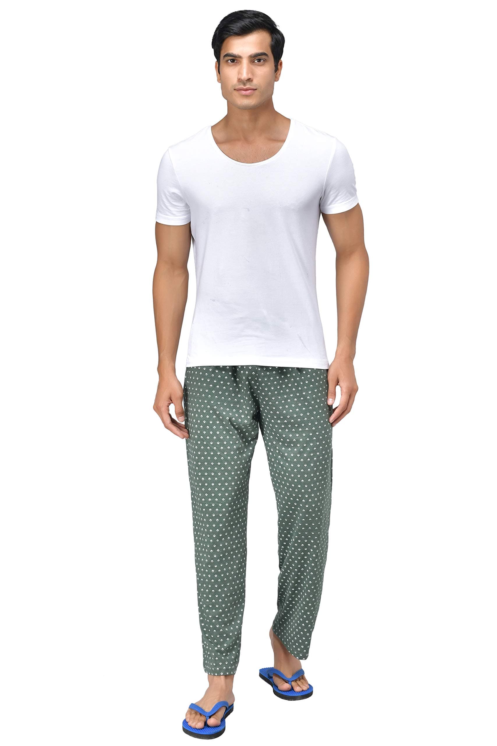 Fflirtygo Men's Cotton Pyjama Bottom, 100% Hosiery Cotton Export Quality Fabric, Green Color Printed Pyjama for Men, Men�s Leisure Wear, Night Wear Pajama