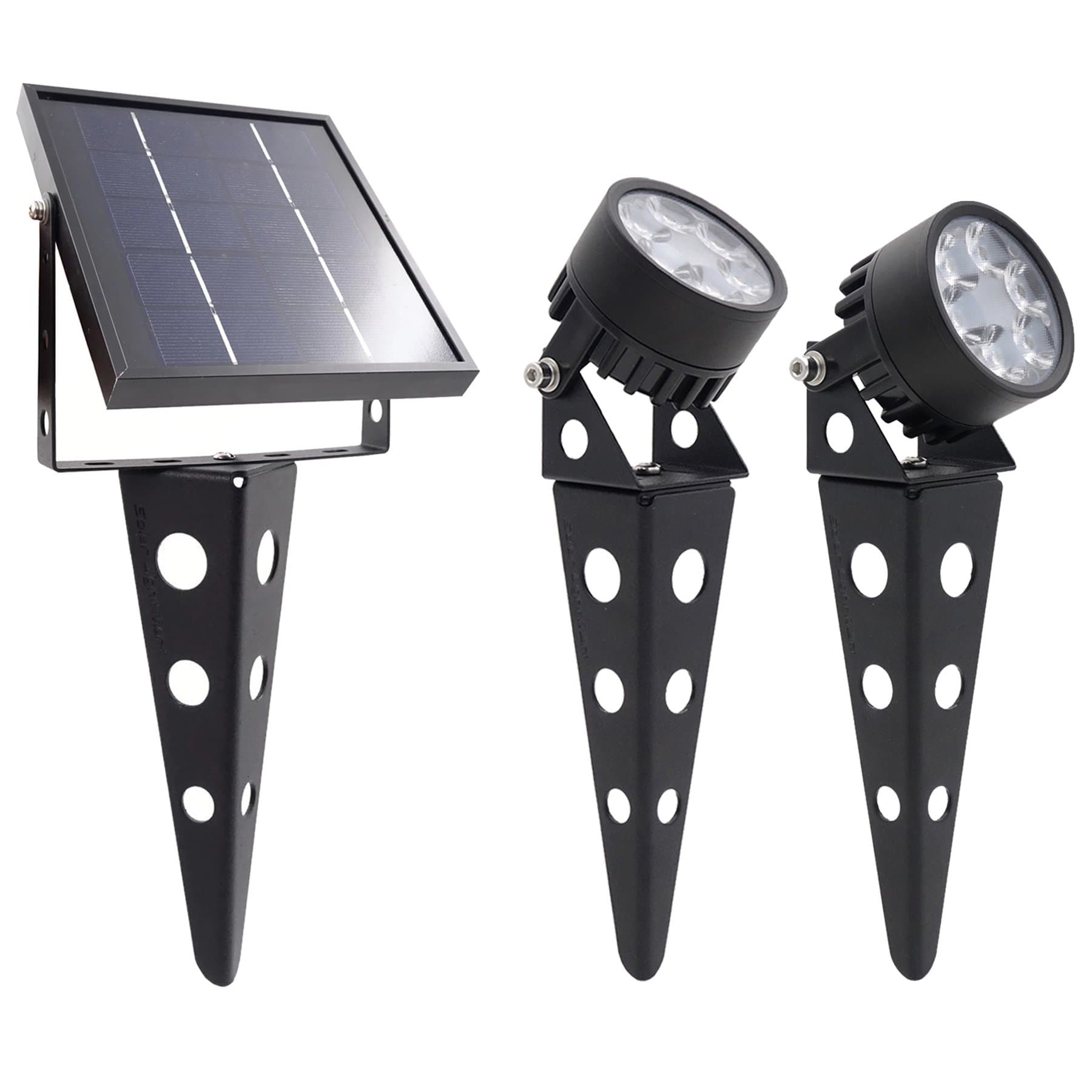 Legacy Mini 50X Twin Solar-Powered LED Spotlight (Warm White LED), Black Finish, Outdoor Garden Yard Landscape Downlight