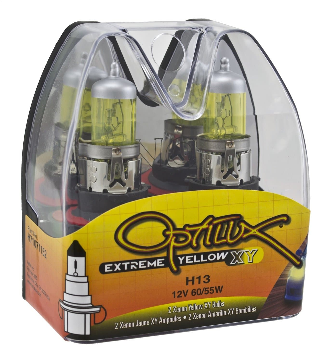 H71071152 Optilux XY Series H13 9008 Xenon Yellow Halogen Bulbs, 12V, 60/55W, 2 Pack