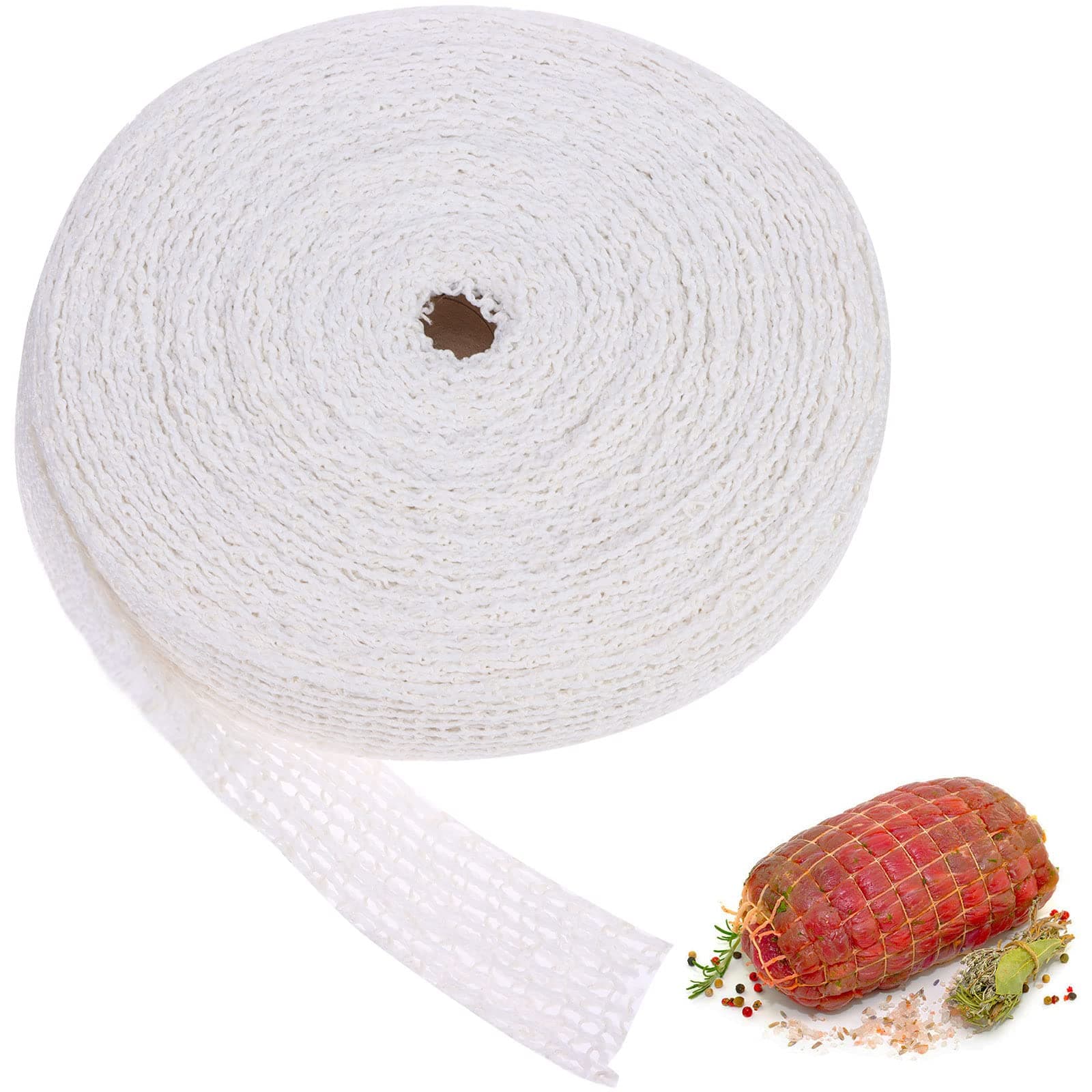 50m Meat Netting Roll,Size 18,Elastic Smoked Meat Poultry Ham Netting Meat Butcher Twine Net Roll Wrapping Net,Beef Netting Roll for Meat Cooking Meat Sausage Making, Kitchen Tools