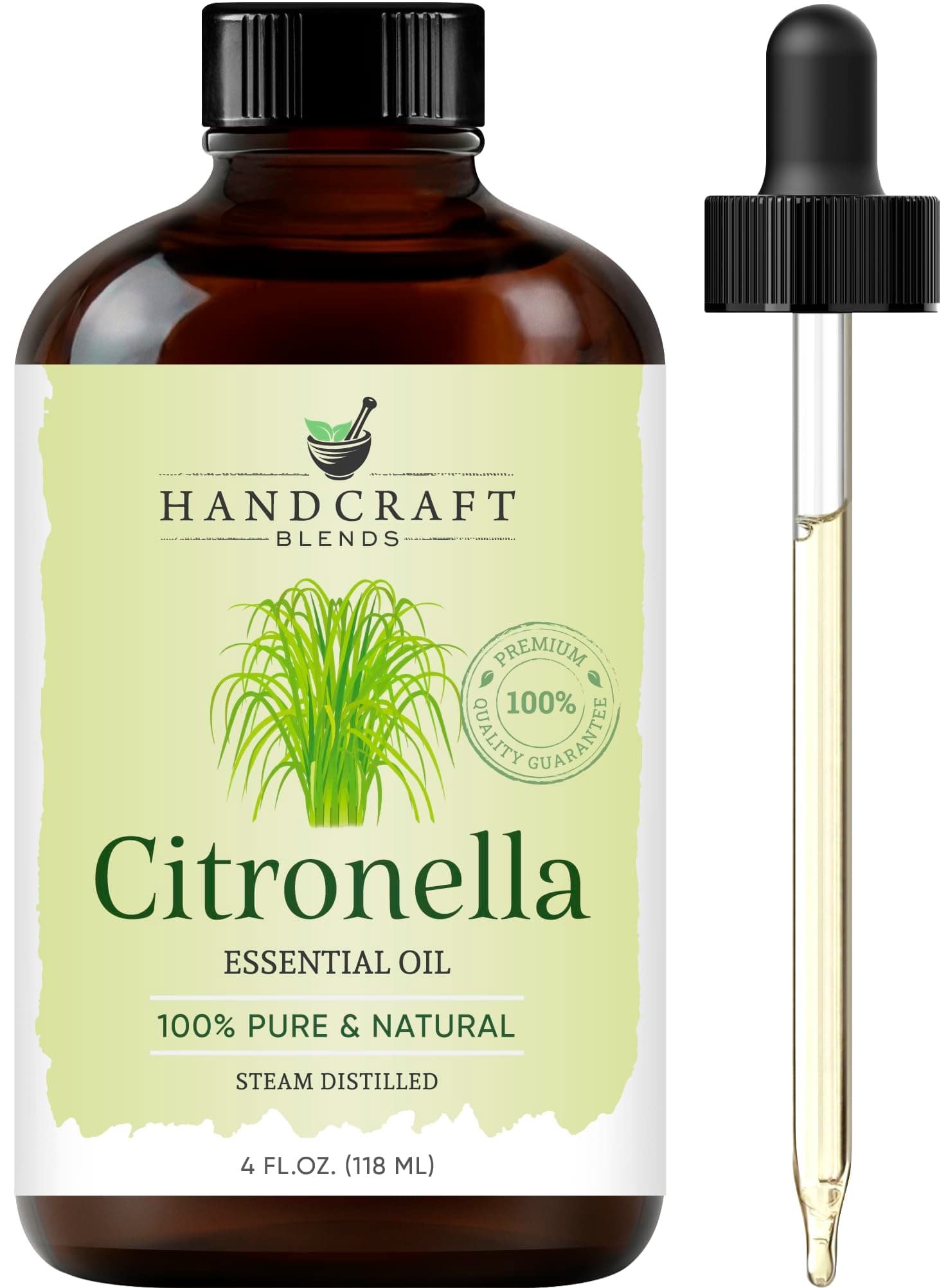 Citronella Essential Oil - 100% Pure and Natural - Premium Therapeutic Grade with Premium Glass Dropper - Huge 4 fl. Oz