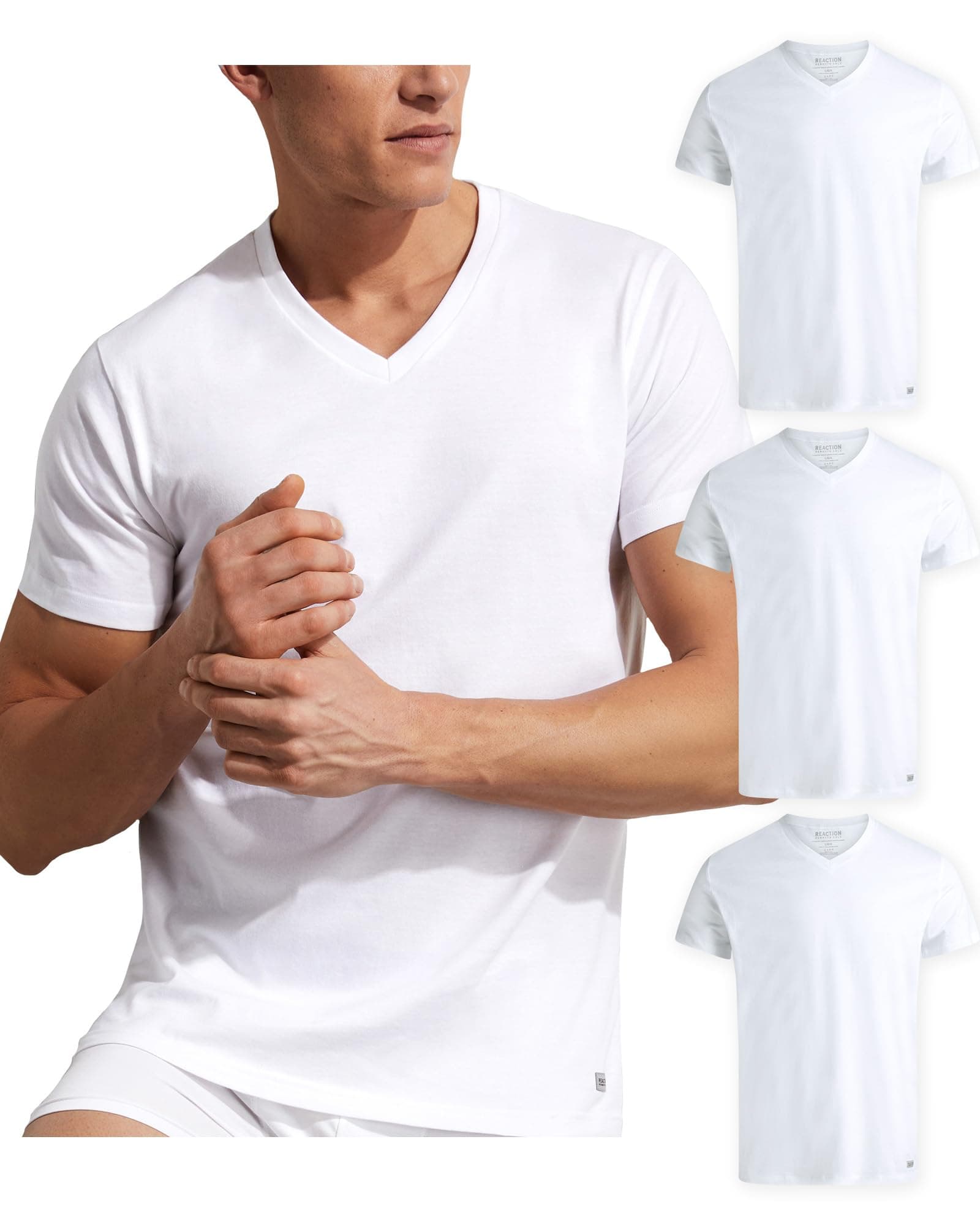 KENNETH COLEMen's Undershirt - 100% Cotton Crewneck Short Sleeve T-Shirt - 3 Pack Plain White T-Shirt for Men (S-XL)