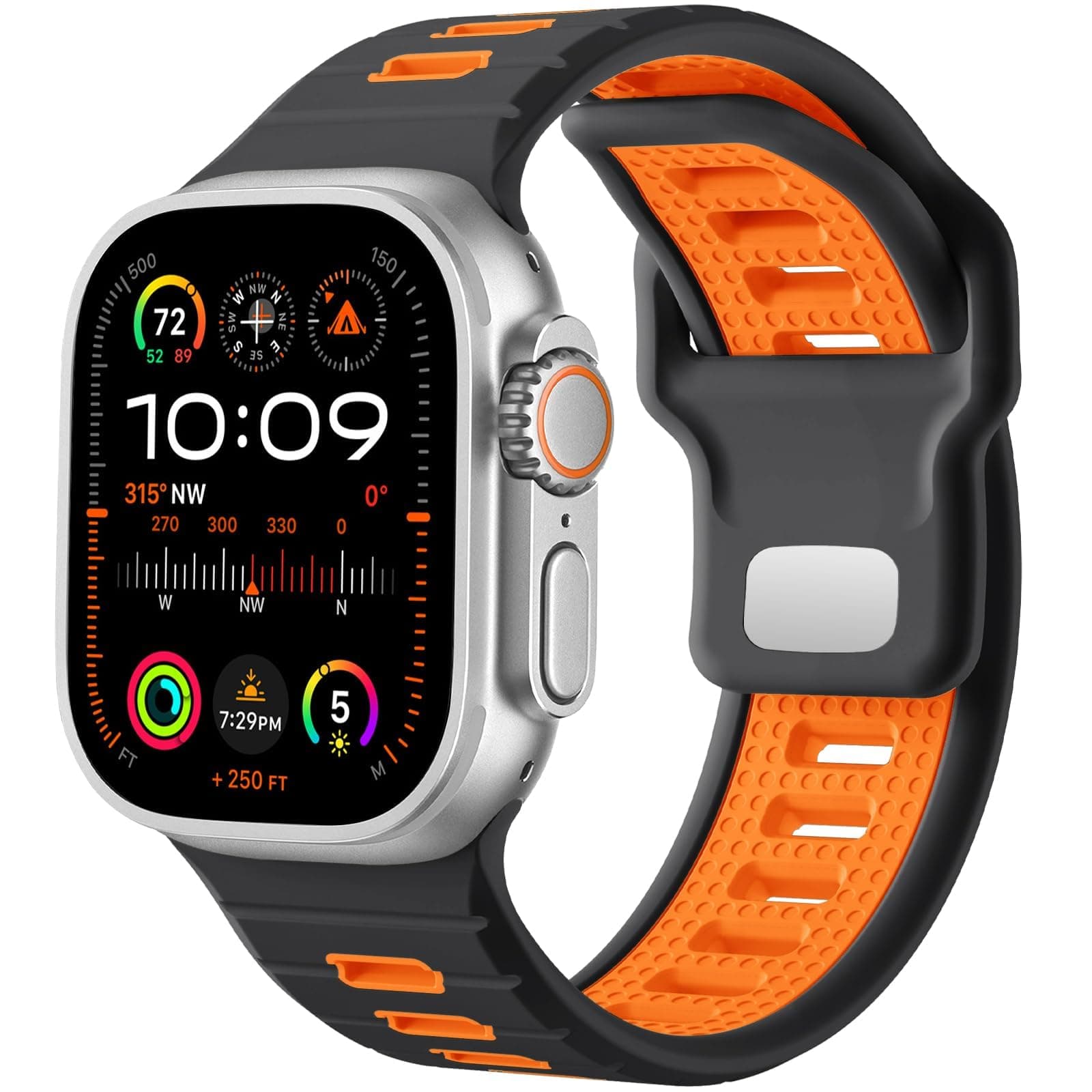 Sport Band Compatible with Apple Watch Ultra 2 3/Ultra Band,Compatible with Apple Watch Bands for Men 49mm 46mm 45mm 44mm 42mm,Waterproof Silicone Strap for iWatch Bands All Series SE 11 10 9-1