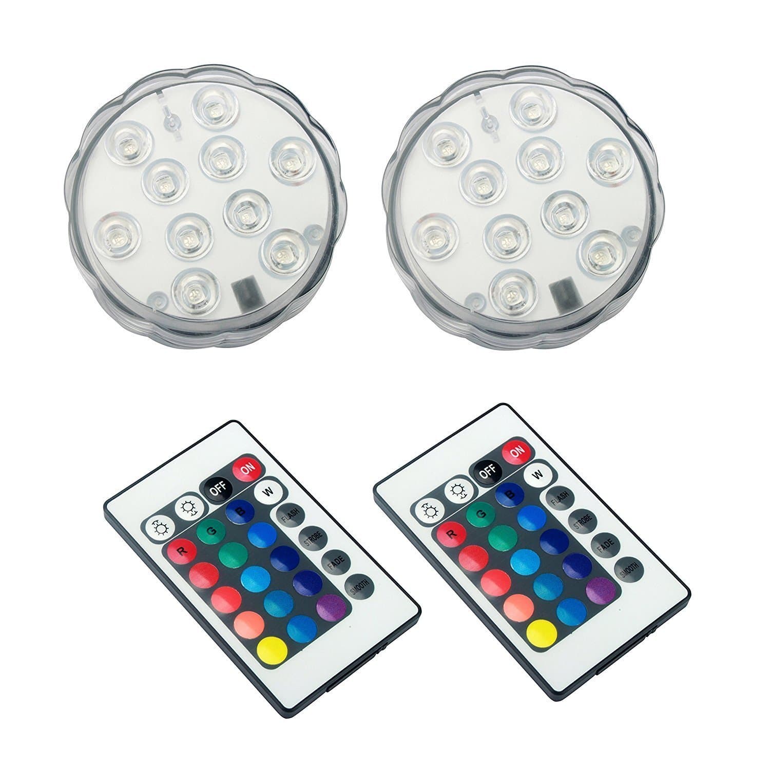 MAVIE Waterproof LED Light, RGB Submersible Lights with Multi-Colors 24-Key Remote Control Underwater Lights Tea Lights for Aquarium, Wedding, Fish Tank, Vase Base, Parties [Energy Class A++]