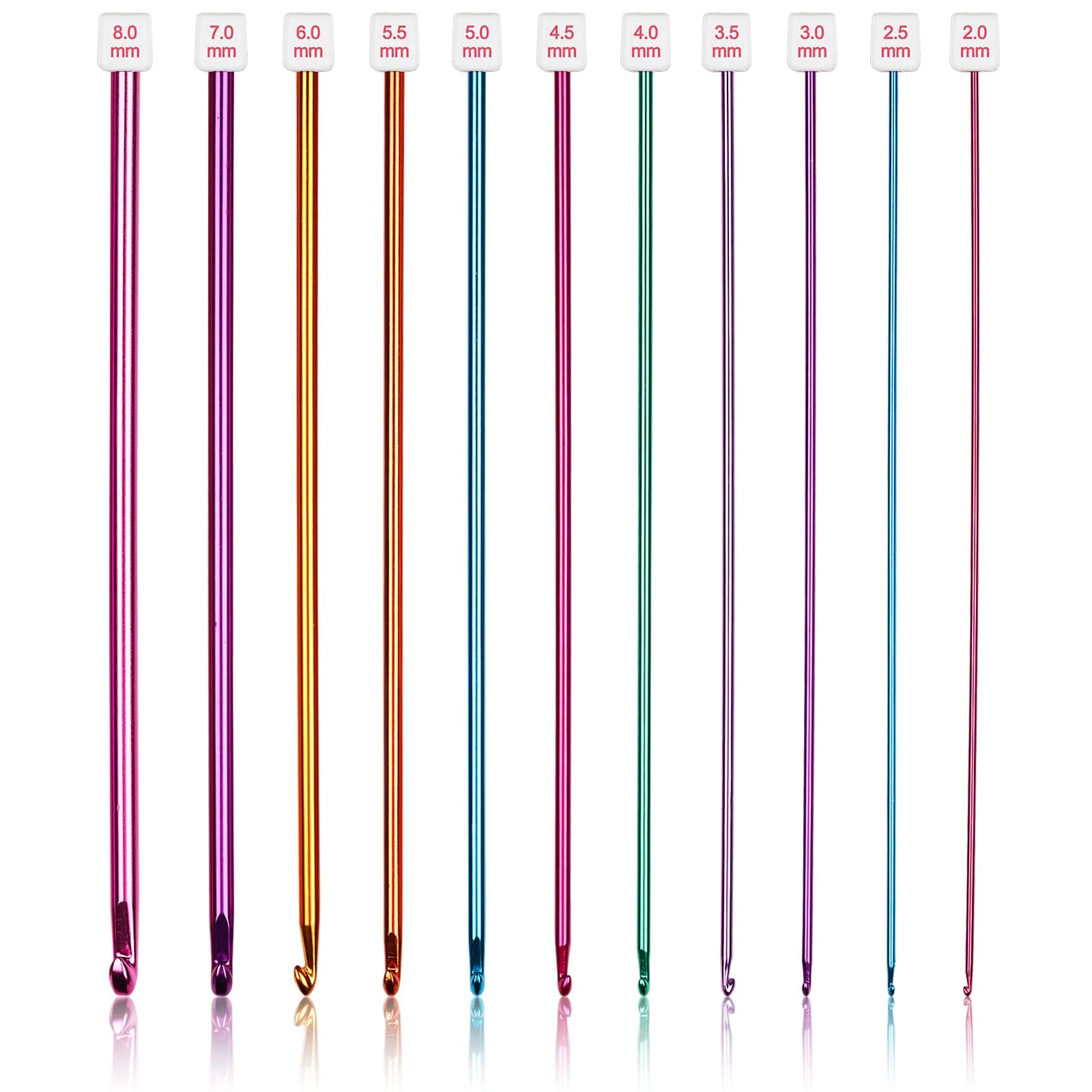 Coopay Long Crochet Hook Set, 11pcs Tunisian Crochet Hooks Multicolor Afghan Crochet Needles for Crocheting, 2mm(B)-8mm(L), Great Knitting & Crochet Supplies Tool Set for Beginner, Crocheter & Knitter