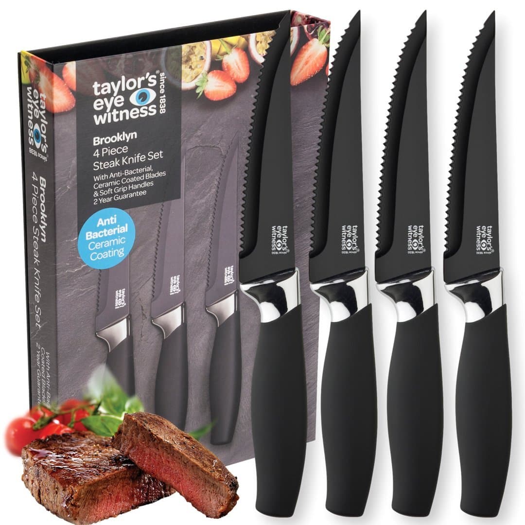 4pcs Brooklyn Silver Bolster Steak Knife Set