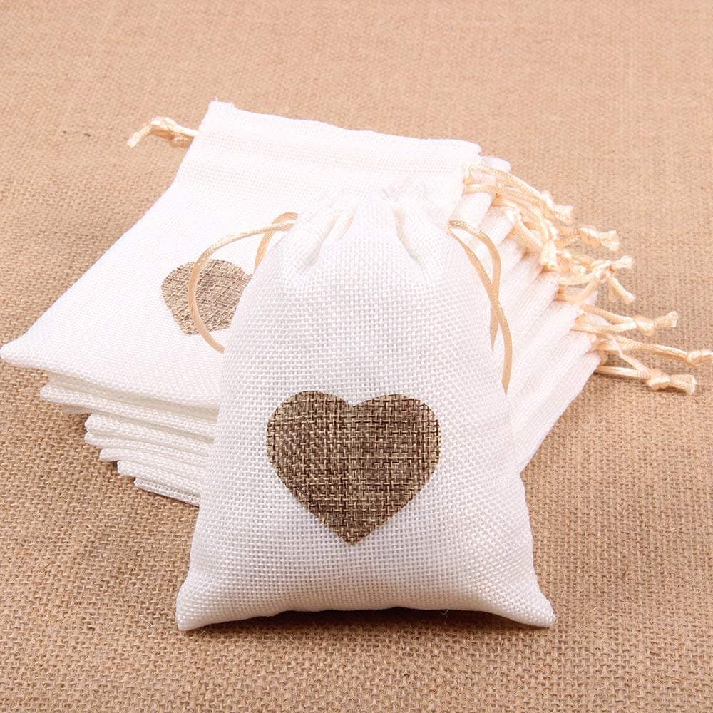 Advantez Jute Burlap Gift Bags with Natural Jute Sacks Drawstring for Home Wedding Christmas Festival Event Decorations 10-Pack