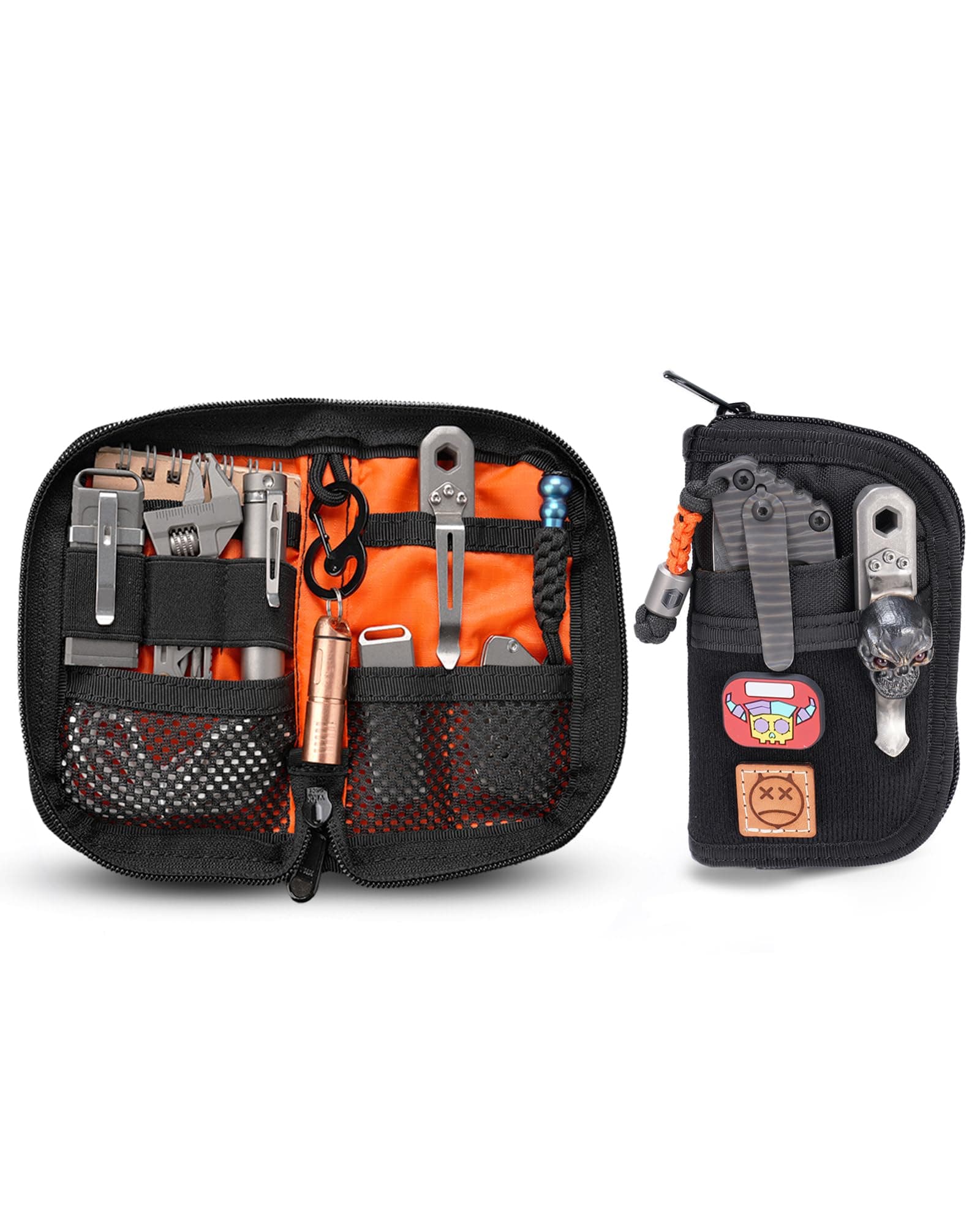 VIPERADE VE10 Tool Pouch, EDC Pocket Organizer for Men, Small EDC Organizer Pouch with 7 Pockets, EDC Pouch Organizer Utility Pouch for Multitools, Nylon Compact Organizer (B-Black,No Foam Padded)