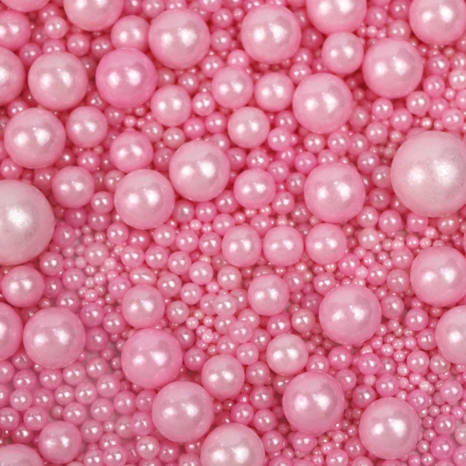Edible Pearl Sprinkles Sugar Candy Pearls Pink 130g/4.58 Oz, Mix Size, Baking Cake Decorations, Ice Cream Toppings and Cookie Decorating, Wedding Party Chirstmas Supplies