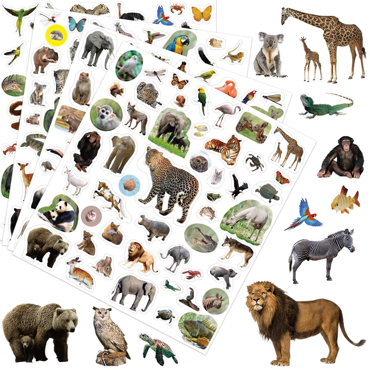 Fancy Land Animal Stickers Jungle Animal Sticker for Kids 8 Sheets Wild Safari Themed Decals for Scrapbooking Water Bottles Envelopes Decor Party Favors 400Pcs