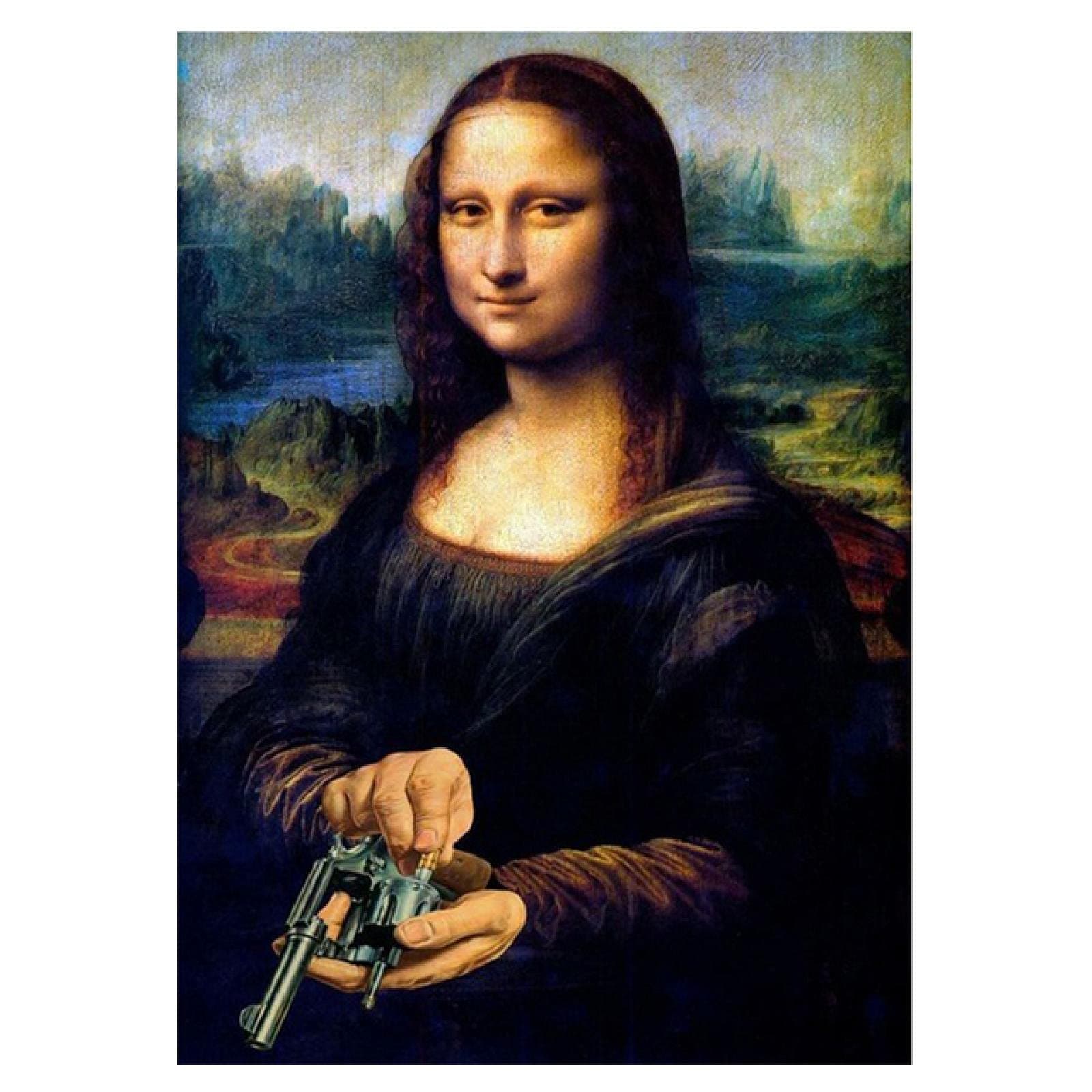 ZHANGWEIART Print on canvas wall art Funny Mona Lisa Mr Bean Portrait Figure Wall Art Posters Prints Wall Pictures Home Decor 60x90cm