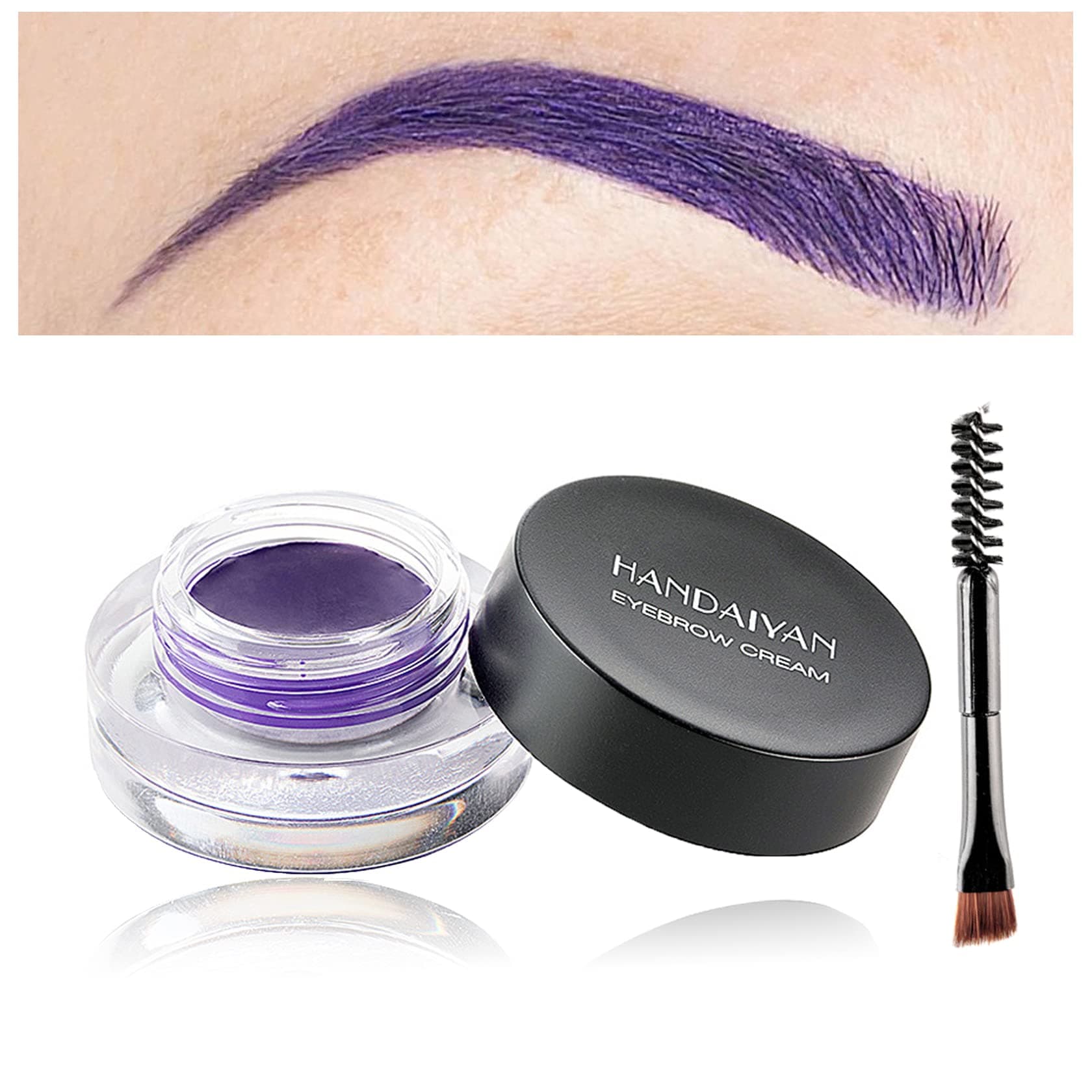 Eyebrow Pomade Cream,Brow Pomade Gel Naturally Long Lasting Waterproof,Delicate and Smooth Eye Brow Makeup Cosmetics with Eyebrow Brush - Purple