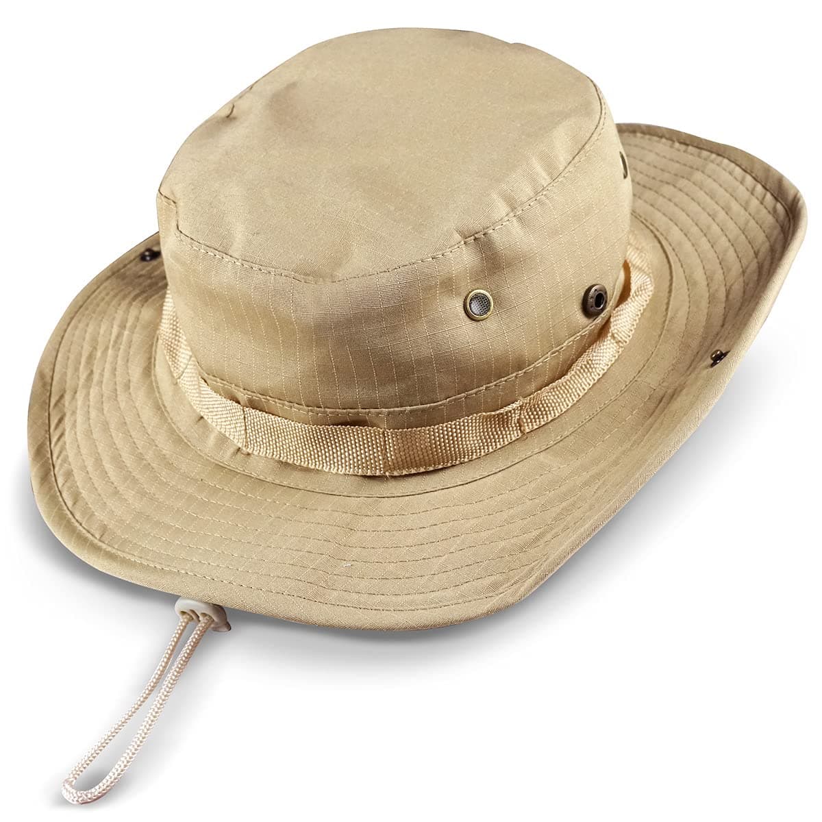 Wide Brim Boonie Hat, Men & Women Top Camo Bucket Hats for Safari Military Beach