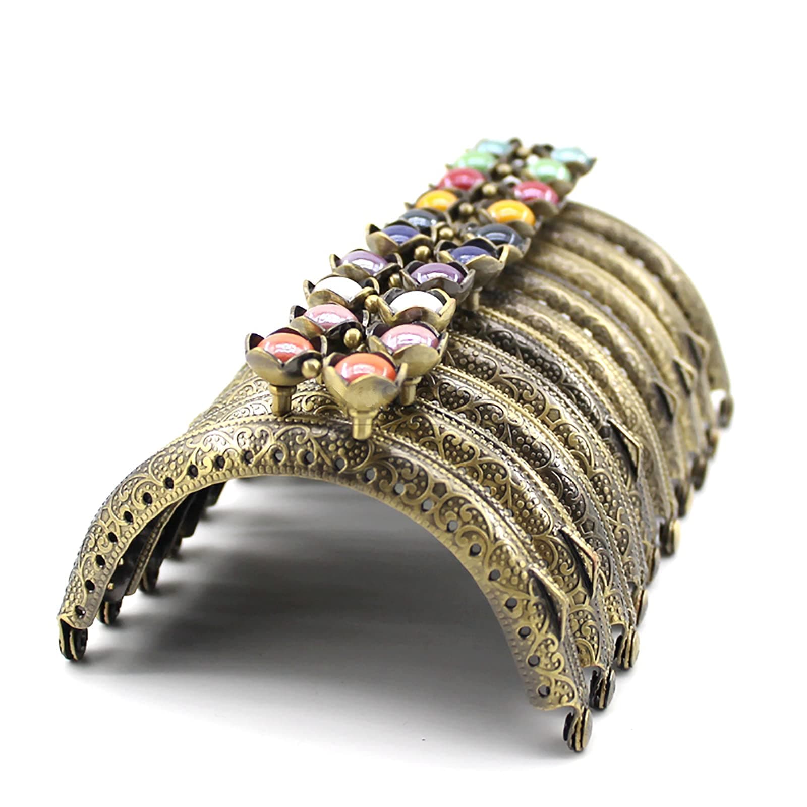 Fivebop 10 Pack Retro Metal Kiss Clasp Lock Candy Color DIY Purse Making Frame with Holes for Coin Purse Handbag Sewer Tailors(10Pack-Coppery)