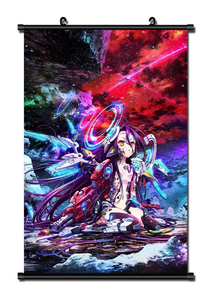 MXDZA Japanese Anime NO GAME NO LIFE Shiro Jibril Fabric Painting Anime Home Decor Wall Scroll Posters for decorative 40x60CM