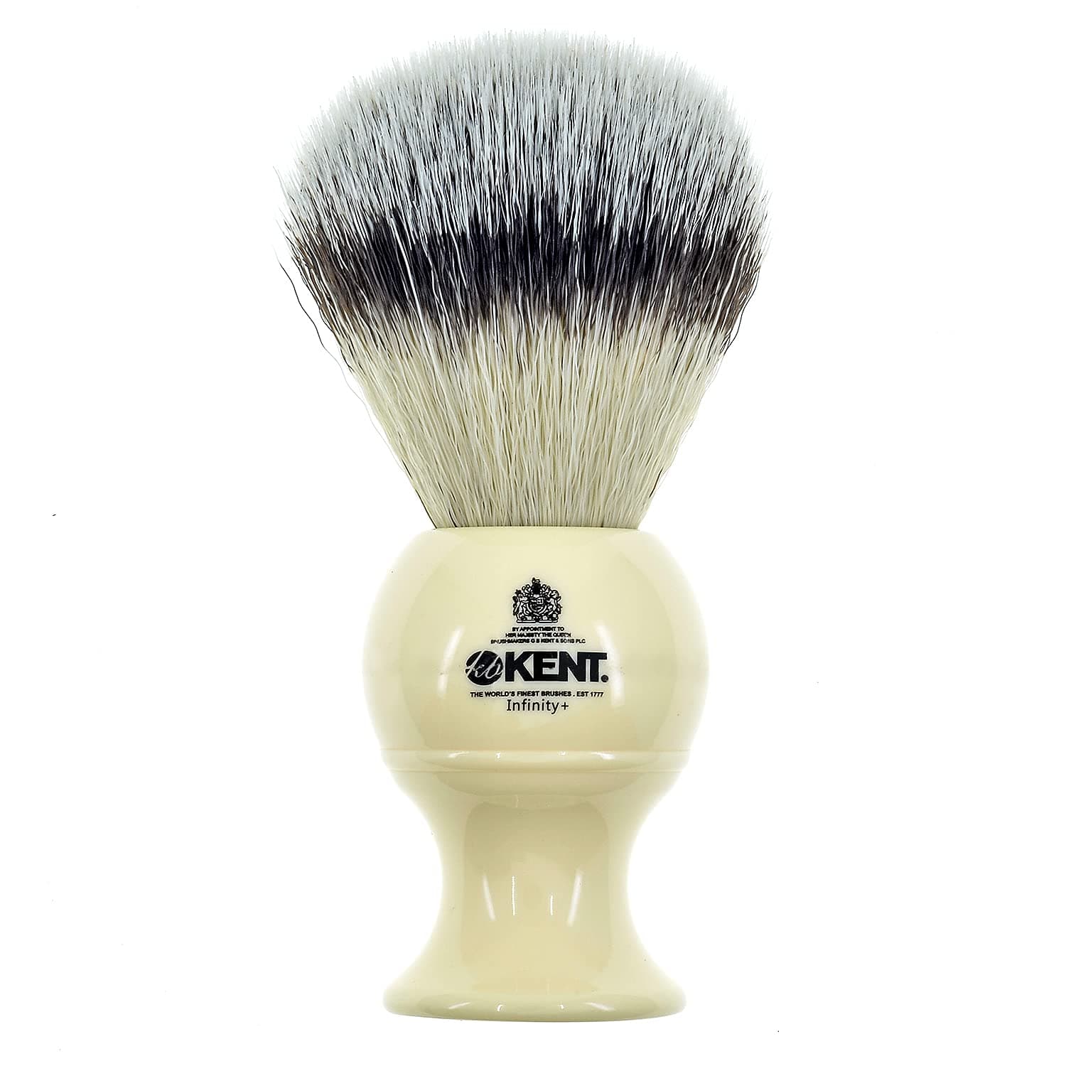 Infinity Plus Shaving Brush with Ultra-Soft Silvertext Synthetic Badger Brush - Perfect Lather and Shaving Brush made for Shave Cream and Shaving Soap - Kent Luxury Shaving Since 1777