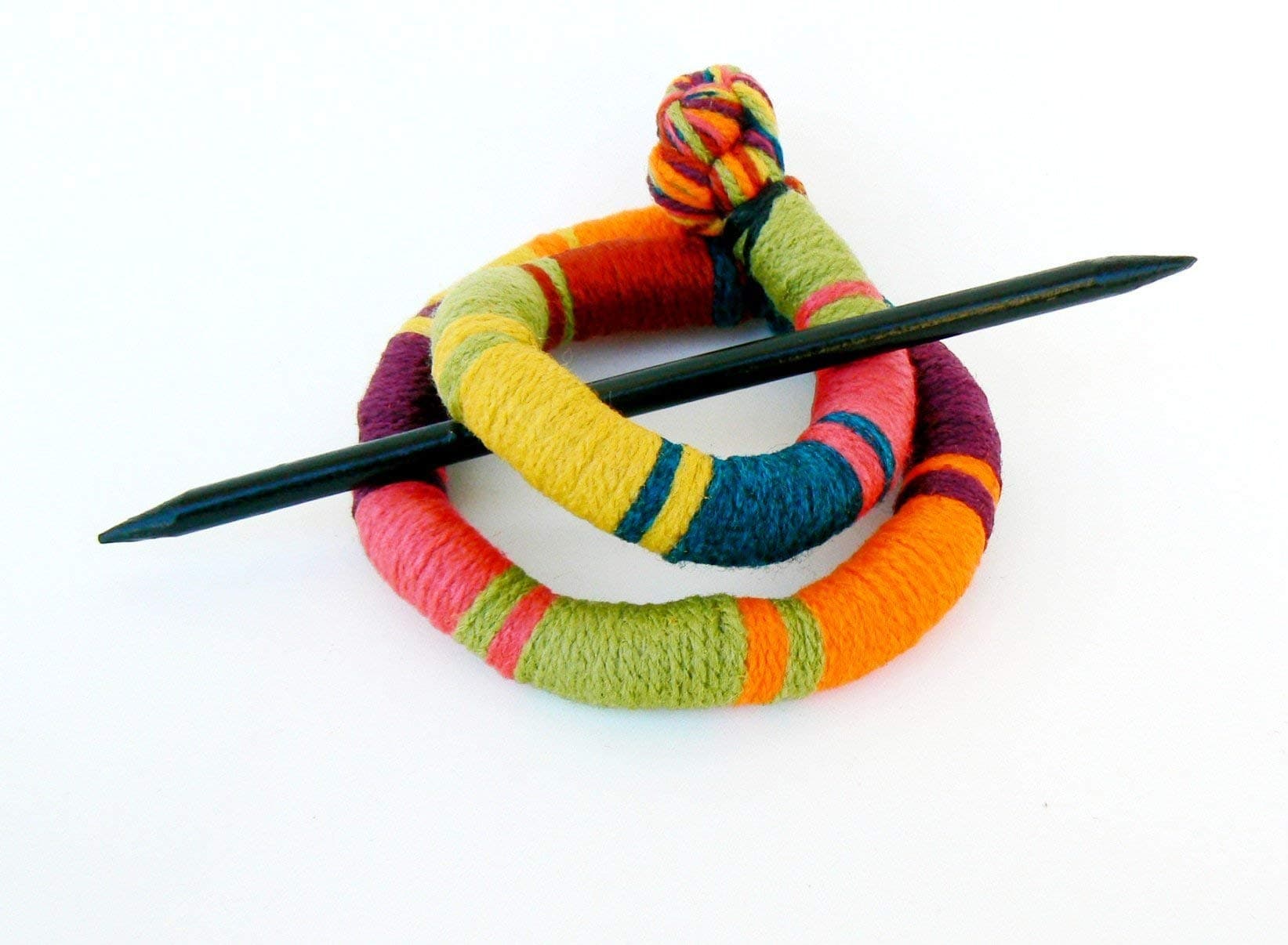 Ponytail holder Stick slide fork Geometric hair clip Tribal shawl brooch Ethnic Bold bun hair clamp