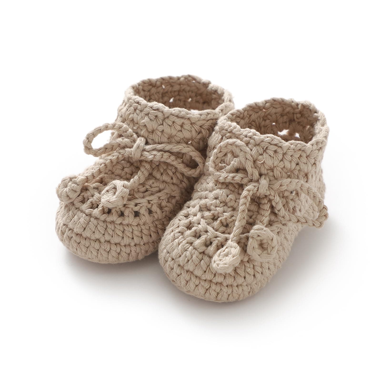Hadetoto Baby Booties Hand Crochet Knit Cotton Bootie Soft Cozy Warm Socks Shoes Newborn First Walkers for Infant Boy Girl