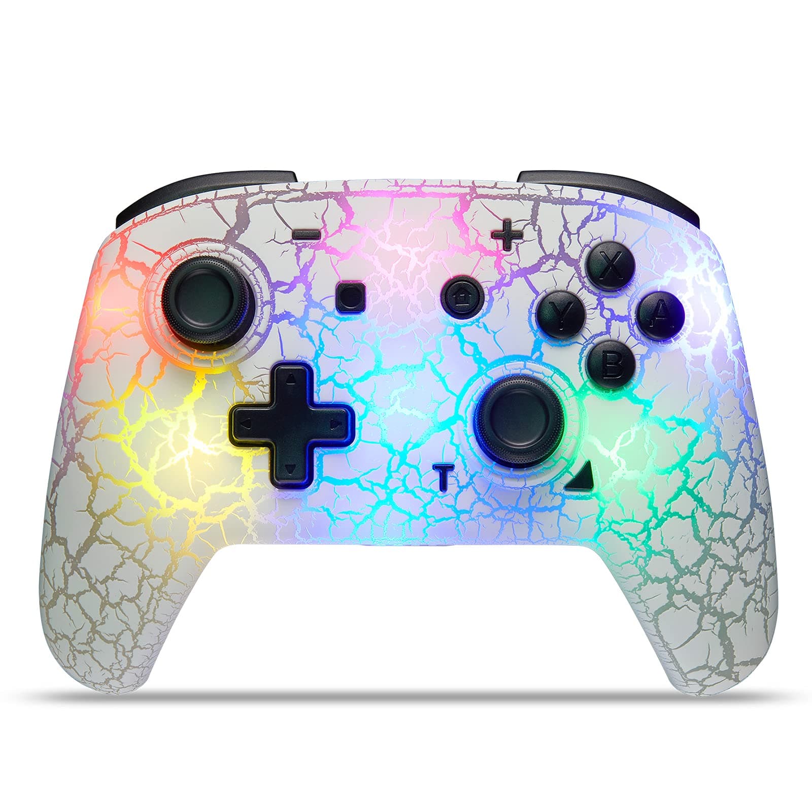 binbok Switch 2 Controller, Wireless Switch Pro Controller for Switch 2/Switch/Switch Lite/Switch OLED, 8 Colors Adjustable LED Wireless Remote Gamepad with Unique Crack/Turbo/Motion Control (White)