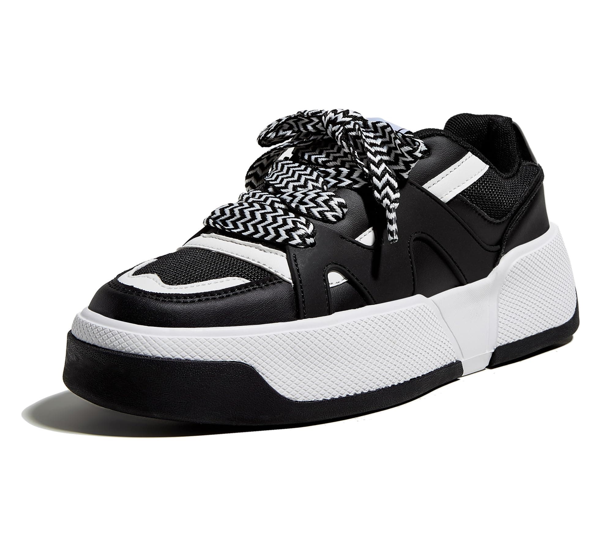 LUCKY STEPWomen’s Platform Fashion Sneakers Lace up Casual Faux Leather Comfortable Thick Sole Tennis Walking Shoes