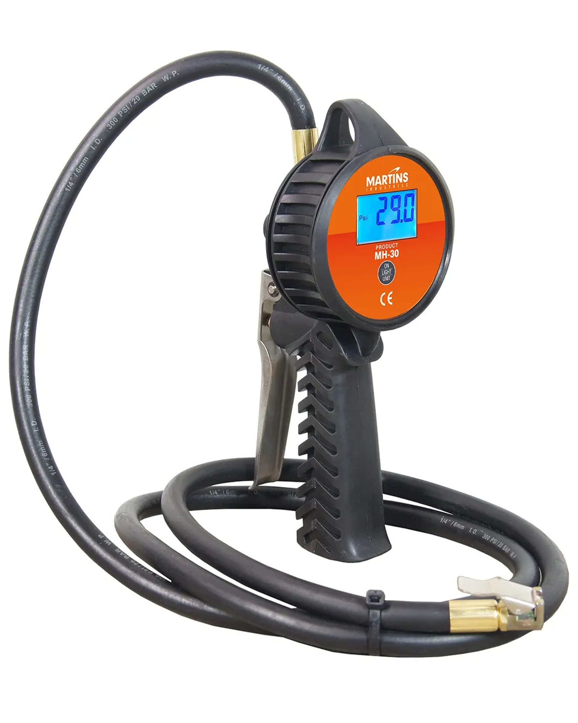 Flate Mate Tire Inflator with 6 ft Rubber Hose – Compact Tire Inflator for Automotive, Cars, Motorbikes, Bicycle, Trucks – 174 PSI with LED Display Monitor (Digital Handheld)