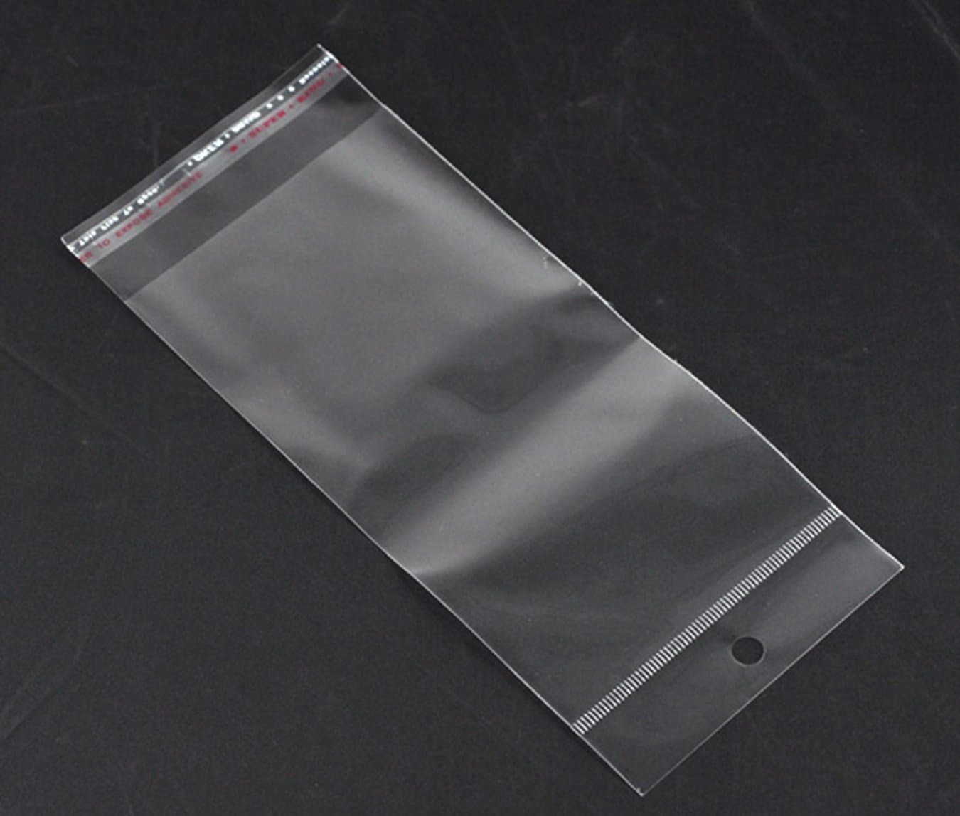 200 x Clear Adhesive 11.5cm x 5cm Peel and Seal Bags with Hanging Hole for Jewellery Crafts Packaging