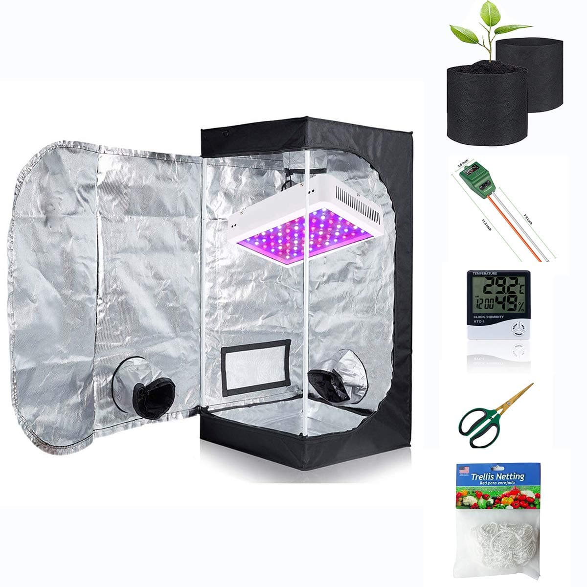 Penseetek 600W Led Grow Light Kits with Indoor Grow Tent/Grow Lights and Grow Tent Complete Kit for Indoor Plants (600W LED Grow Light+32X32X63 INCH Grow Tent)