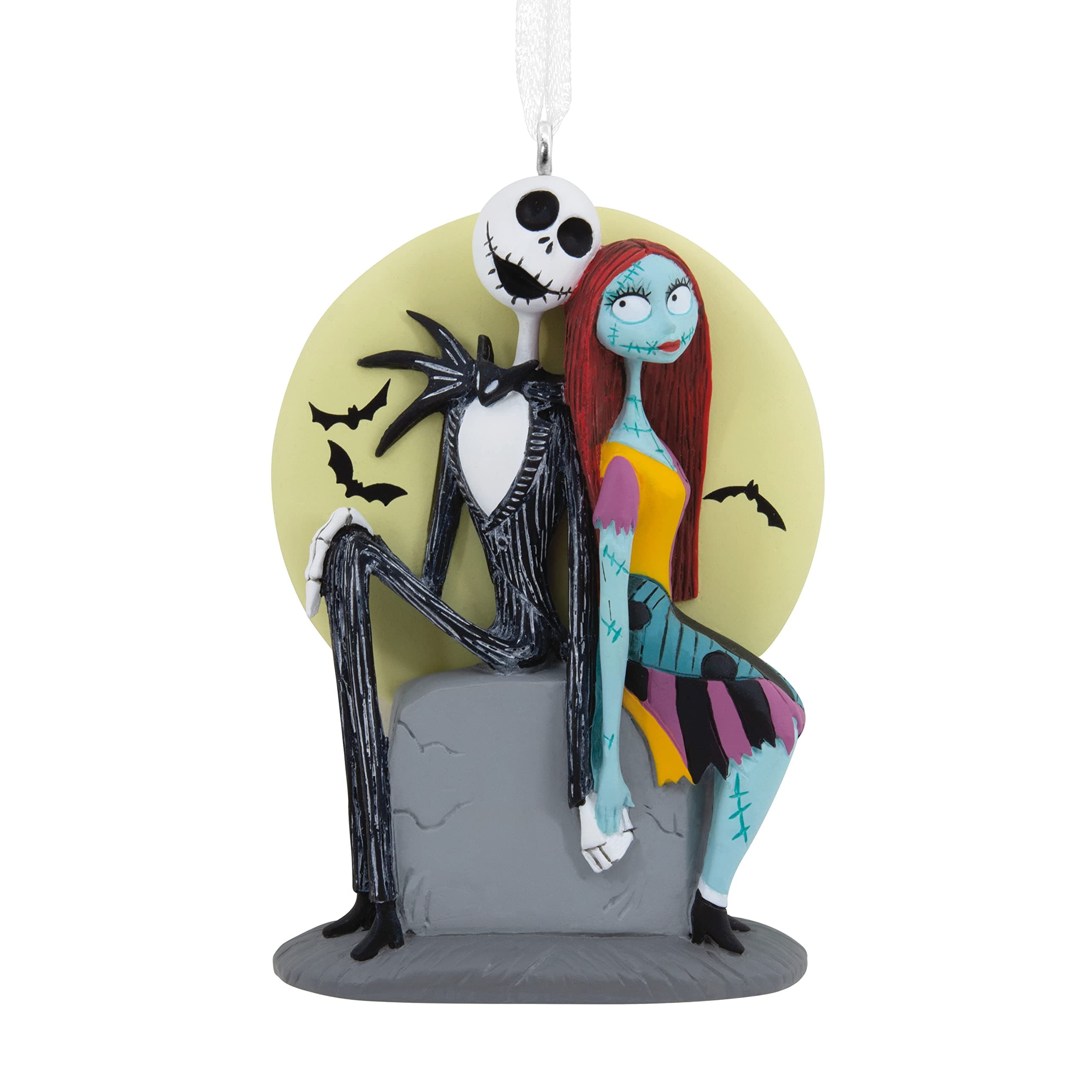 Hallmark Disney Tim Burton's The Nightmare Before Christmas Jack and Sally on Tombstone Resin Christmas Ornament