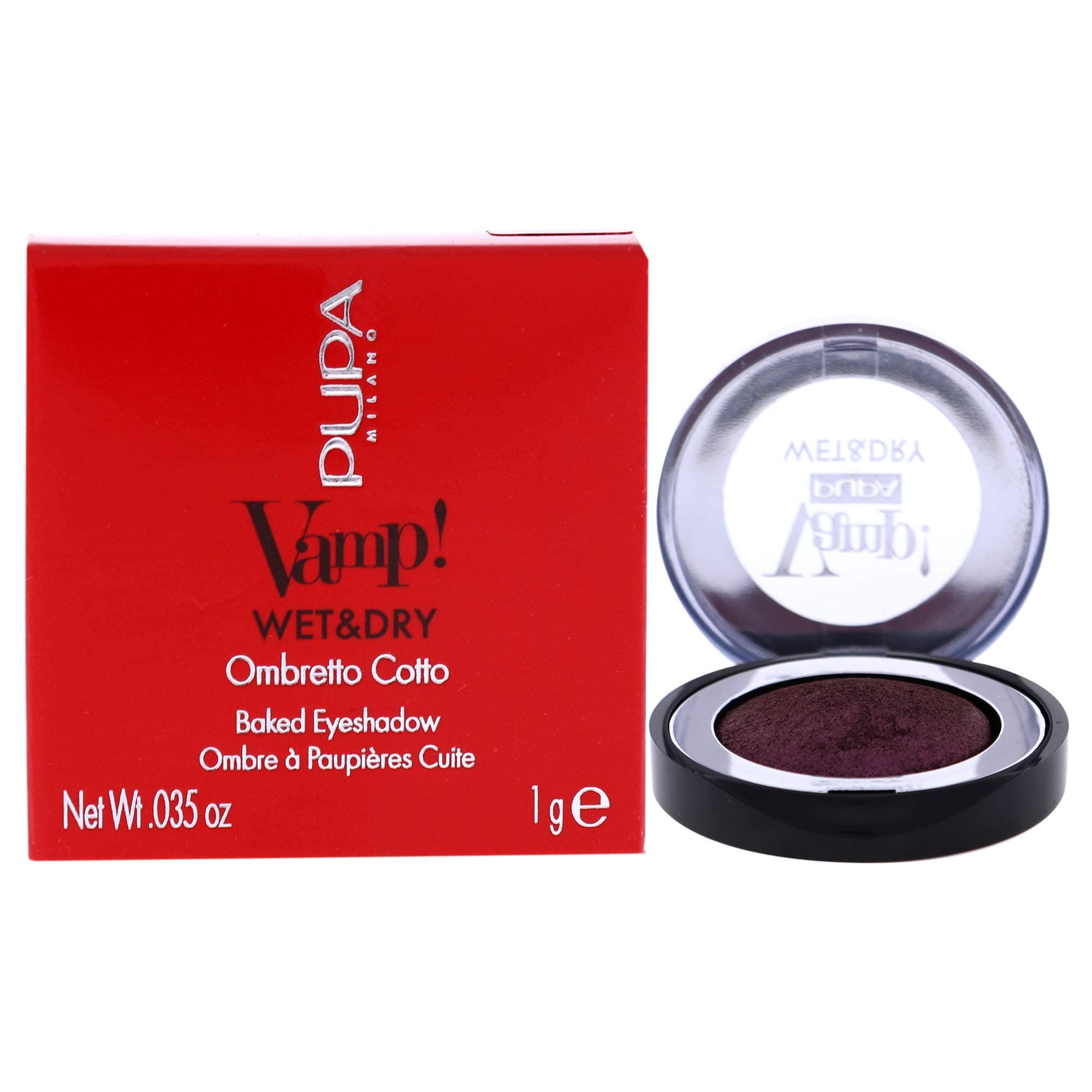 Pupa Milano Vamp! Wet And Dry Baked Eyeshadow - Radiant And Vibrant Effect - Low Allergy Risk, Ophthalmologically d, Paraben Free, Wet And Dry Dual Use - 205 Hot Violet - 0.035 Oz