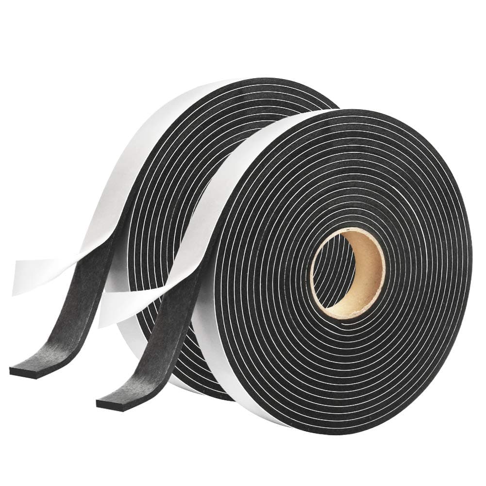 2 Rolls Foam Seal Tape for Door Window Seal Insulation, 3/4in Wx1/8in T Soundproof and Shockproof Weather Stripping, Single Sided Door Seal, Cold Air and Draft Closed Cell Seal Strip, Single 16FT