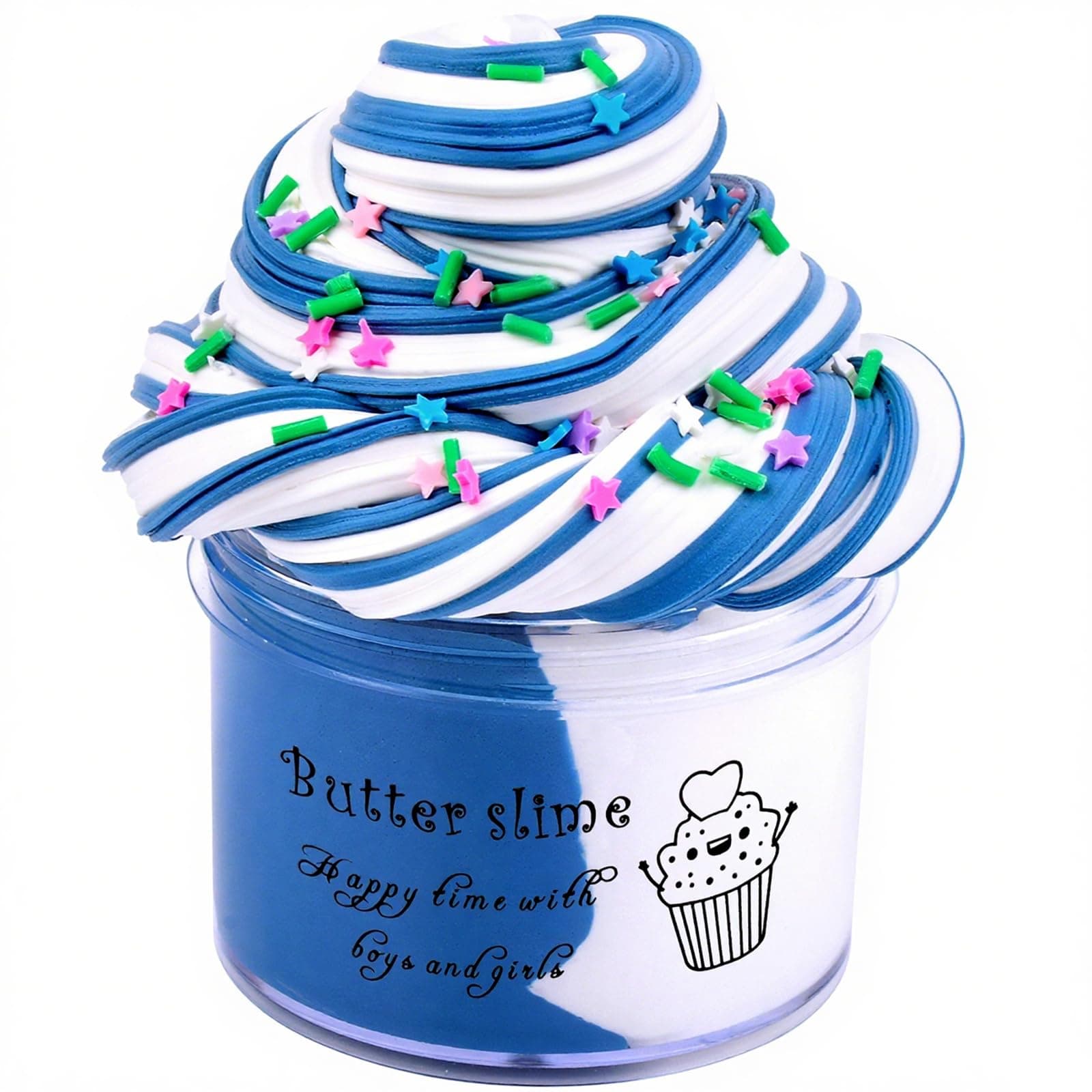 Newest Blue Butter Slime, Super Soft and Non-Sticky Fluffy Butter Slime Kit for Girls Boys, Kids Party Favors Putty Toys Gift (200ML)