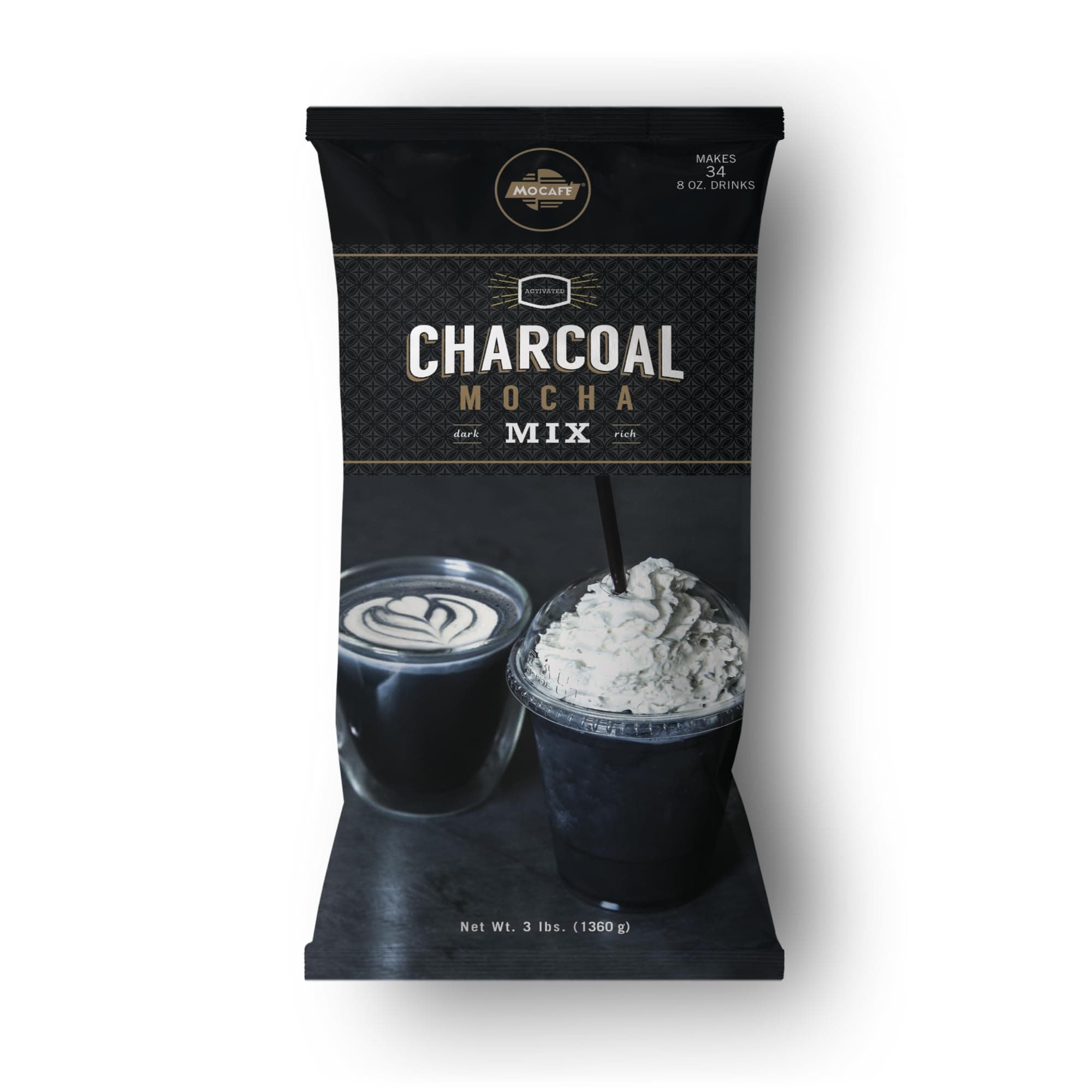 MOCAFE Charcoal Mocha Mix, 3-Pound Bag Instant Frappe Mix, Coffee House Style Blended Drink Used in Coffee Shops