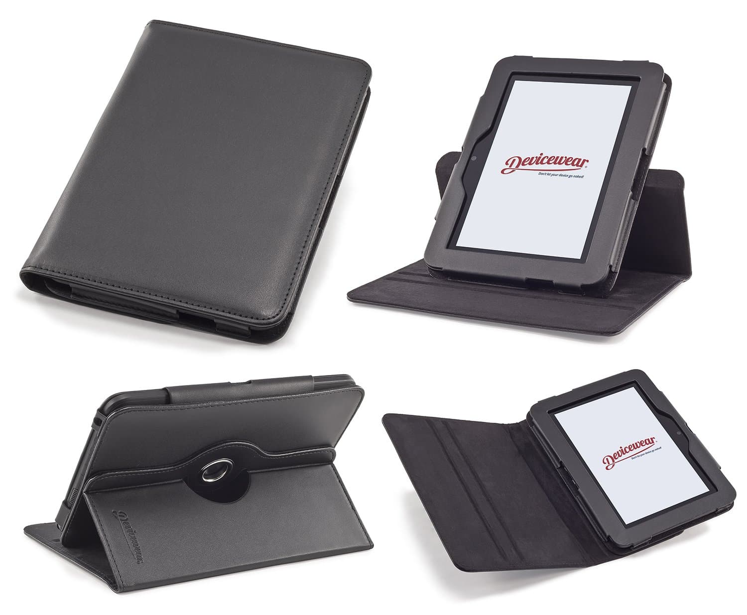 Devicewear Rotating Kindle Fire HD 7" case First Generation with Smart Function and Multiple Viewing Angles, Black Vegan Leather