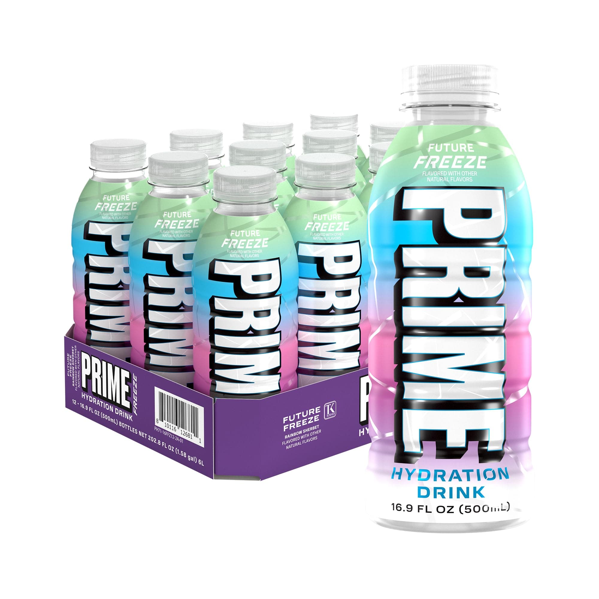 PRIME Hydration FUTURE FREEZE, Sports Drinks with Coconut Water, Electrolyte Enhanced to Replenish Fluids, Zero Added Sugar, B Vitamins, Antioxidants, Made with Natural Flavors, 16.9 Fl Oz 12 Pack