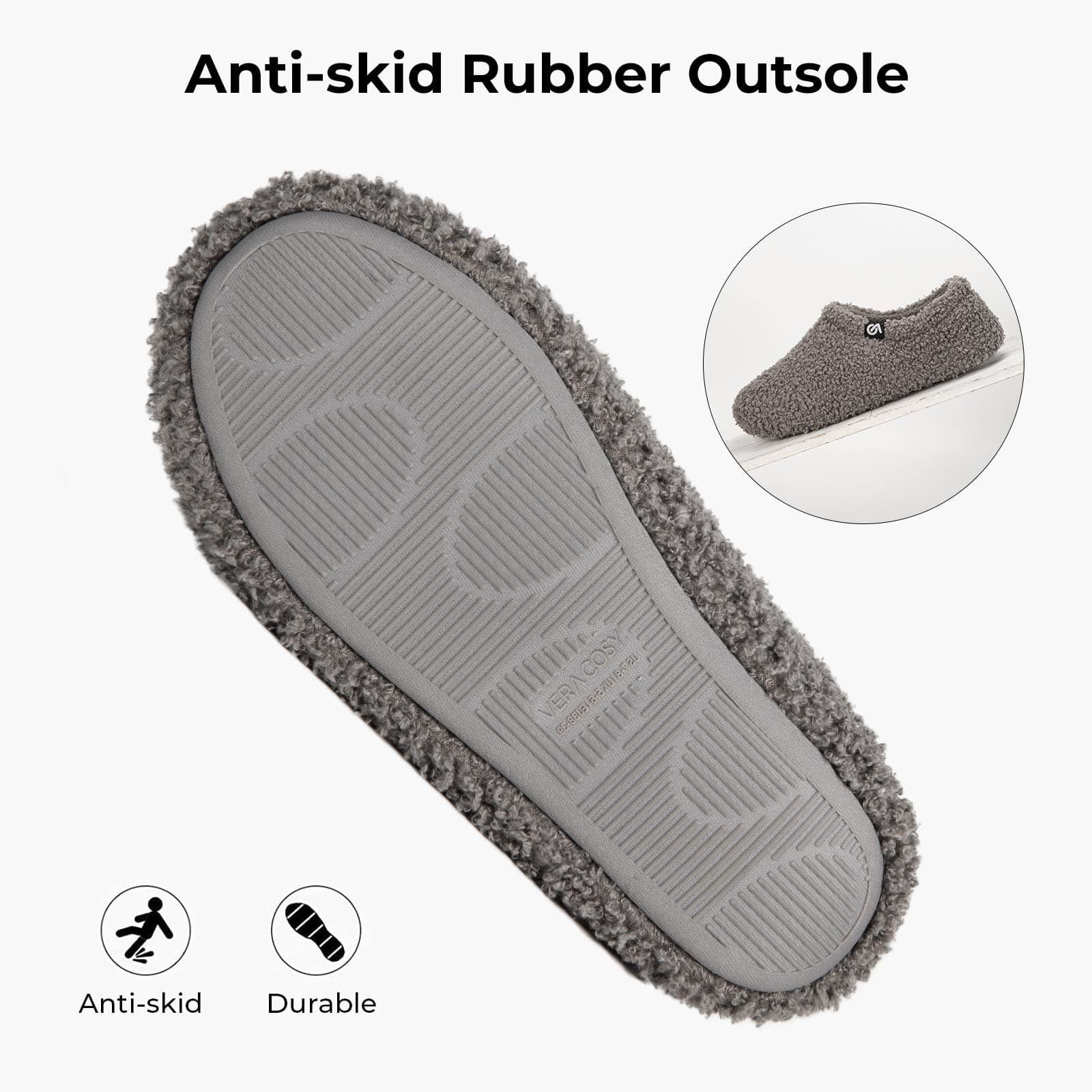 VeraCosy Women's Fuzzy Teddy Slippers Lightweight Memory Foam Indoor House Shoes